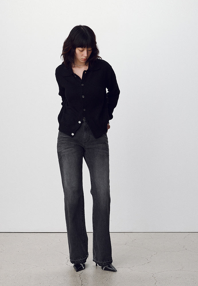 Tonywack - Baby Alpaca Mohair Collar Cardigan (Black) product image 2 | TRAB K-Fashion Australia