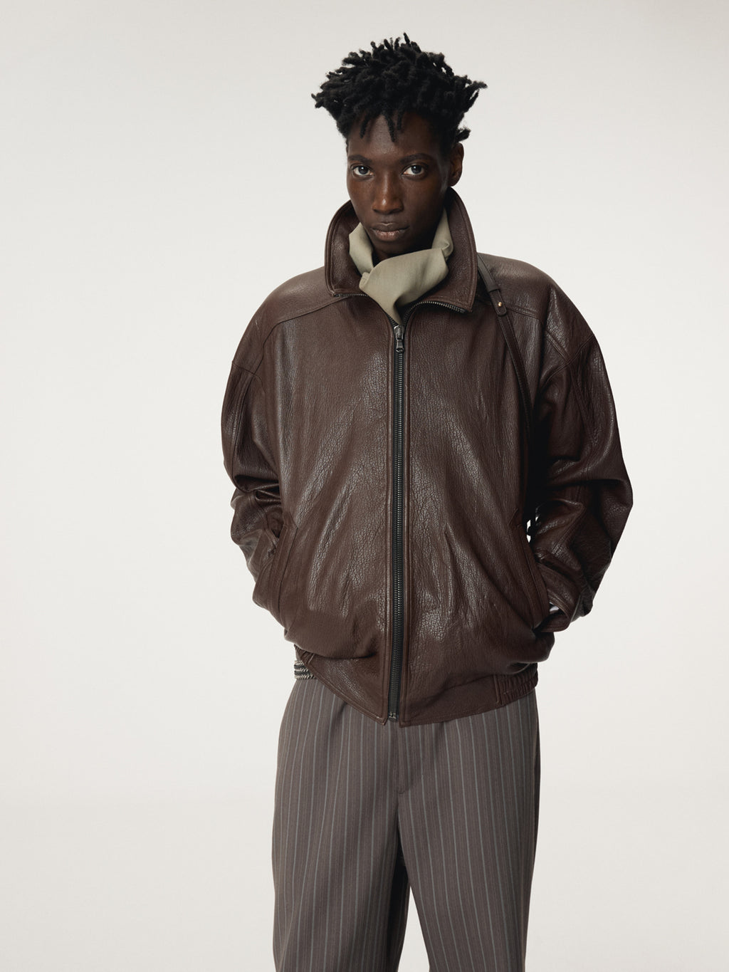 Recto - High-Neck Leather Jumper (Brown) product image 5 | TRAB K-Fashion Australia