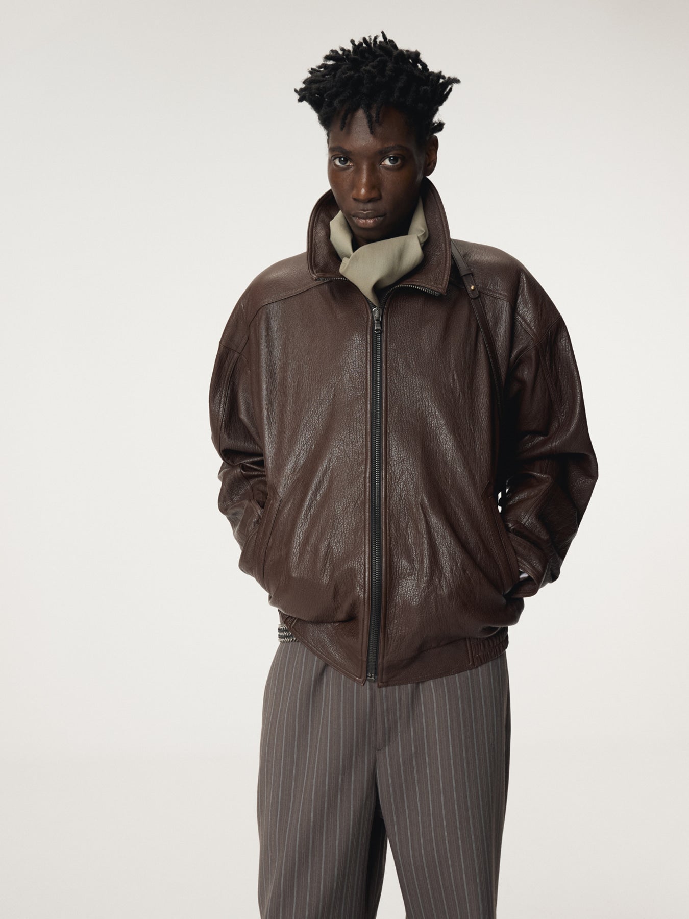 Recto - High-Neck Leather Jumper (Brown) product image 5 | TRAB K-Fashion Australia