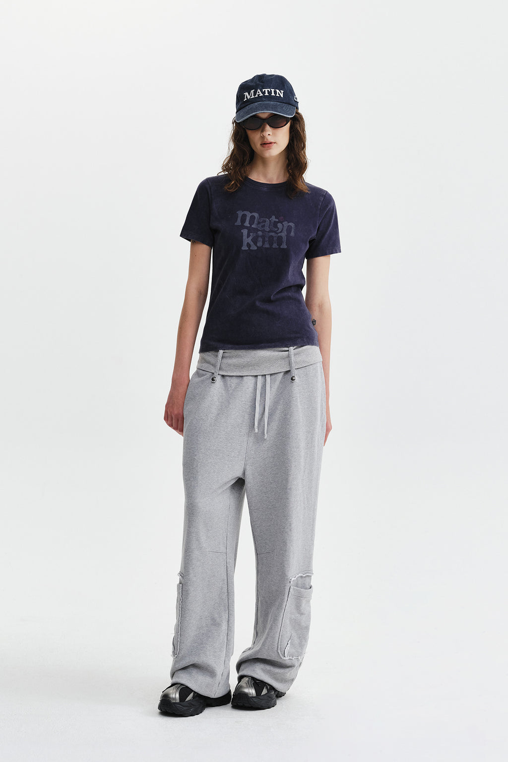 Matin Kim - Round Logo Graffiti Slim Top (Navy) product image 10 | TRAB K-Fashion Australia
