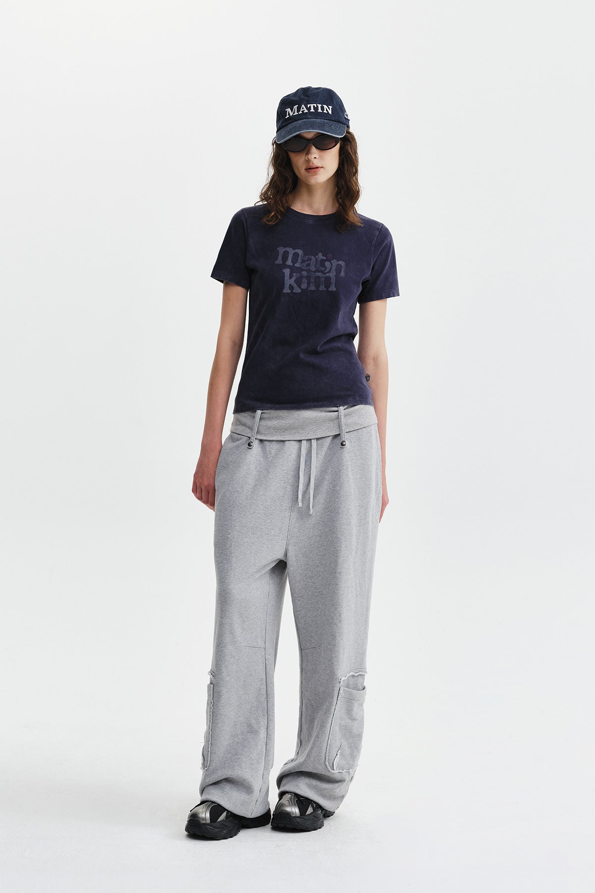 Matin Kim - Round Logo Graffiti Slim Top (Navy) product image 10 | TRAB K-Fashion Australia