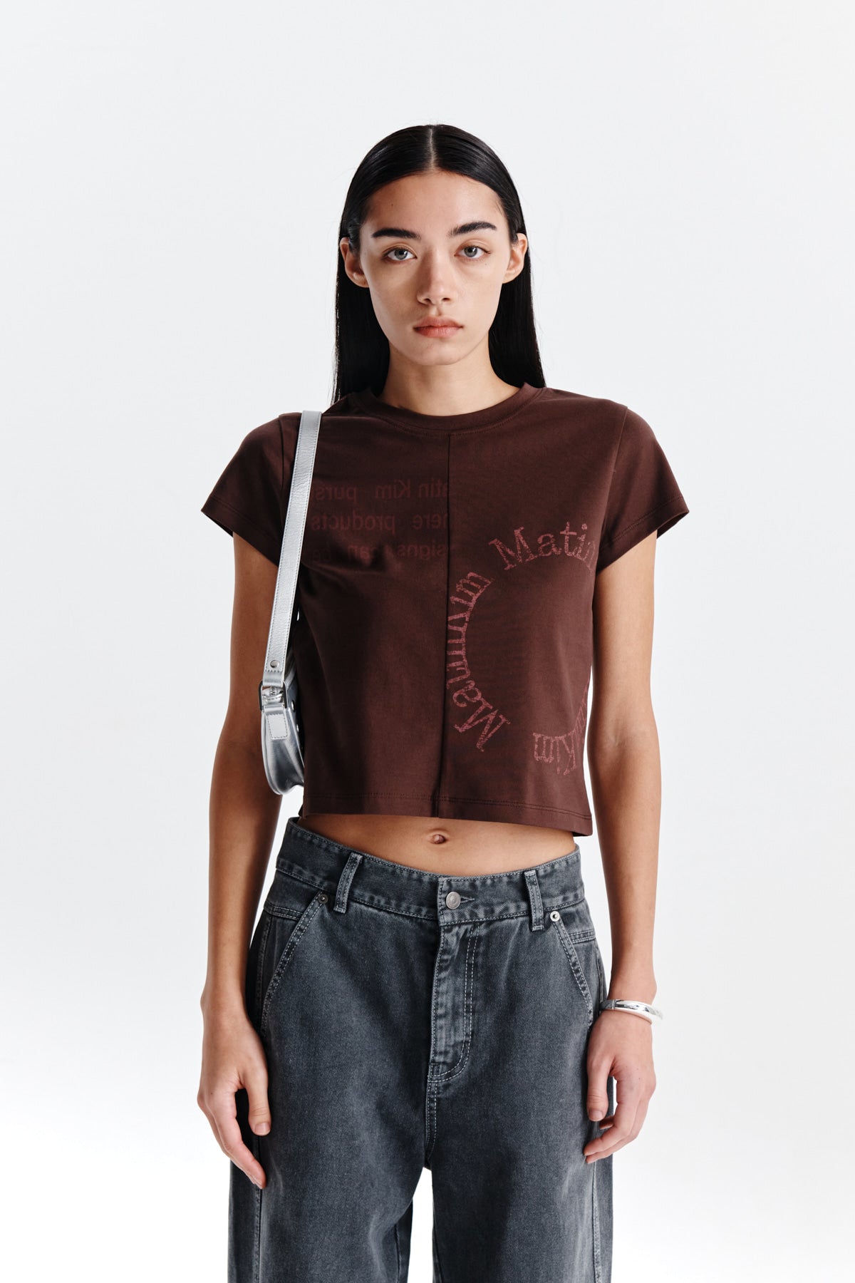 Matin Kim - Print Mixed Crop Top (Brown) product image 5 | TRAB K-Fashion Australia