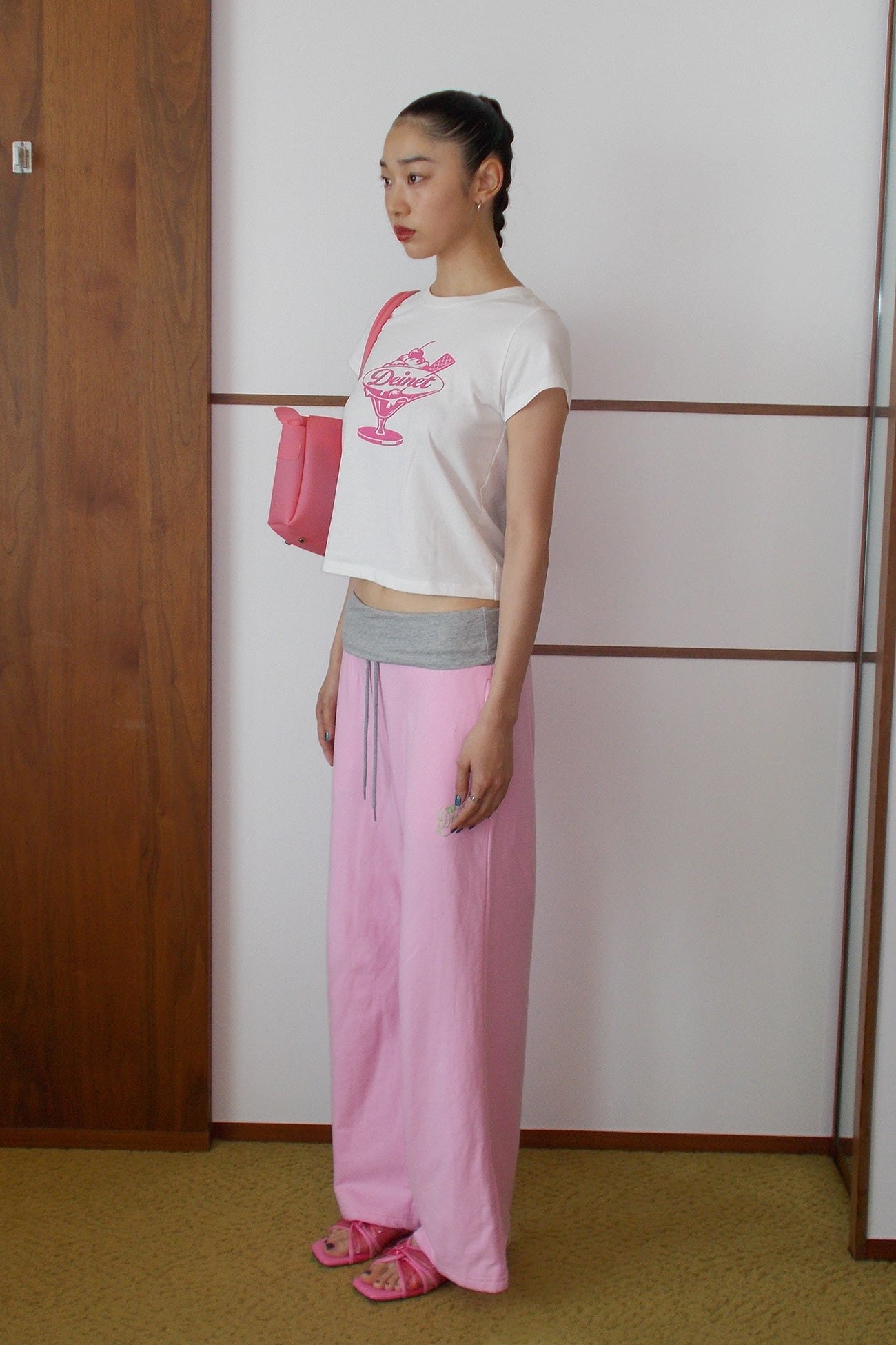Deinet - Rose Double Sweat Pants (Light Pink) product image 2 | TRAB K-Fashion Australia