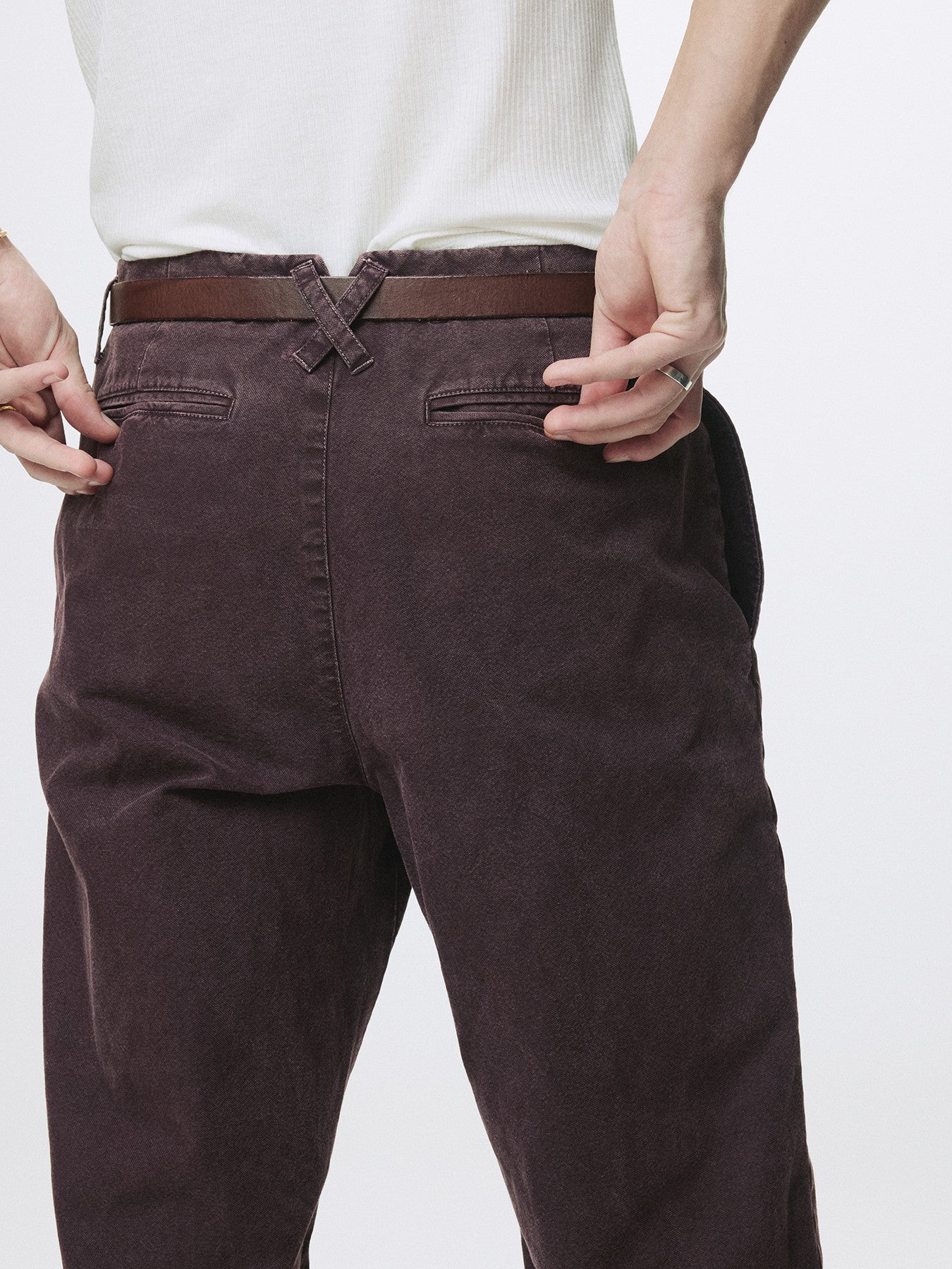 Tonywack - Garment Dyed Cotton Straight Pants (Faded Burgundy) product image 6 | TRAB K-Fashion Australia