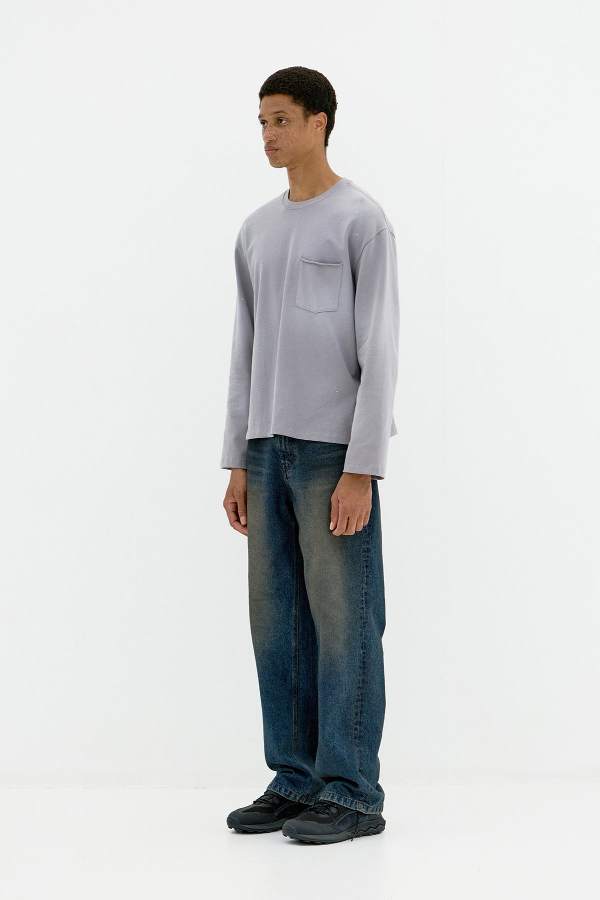 Coor - Painted Long Sleeve T-Shirt (Washed Gray) product image 3 | TRAB K-Fashion Australia