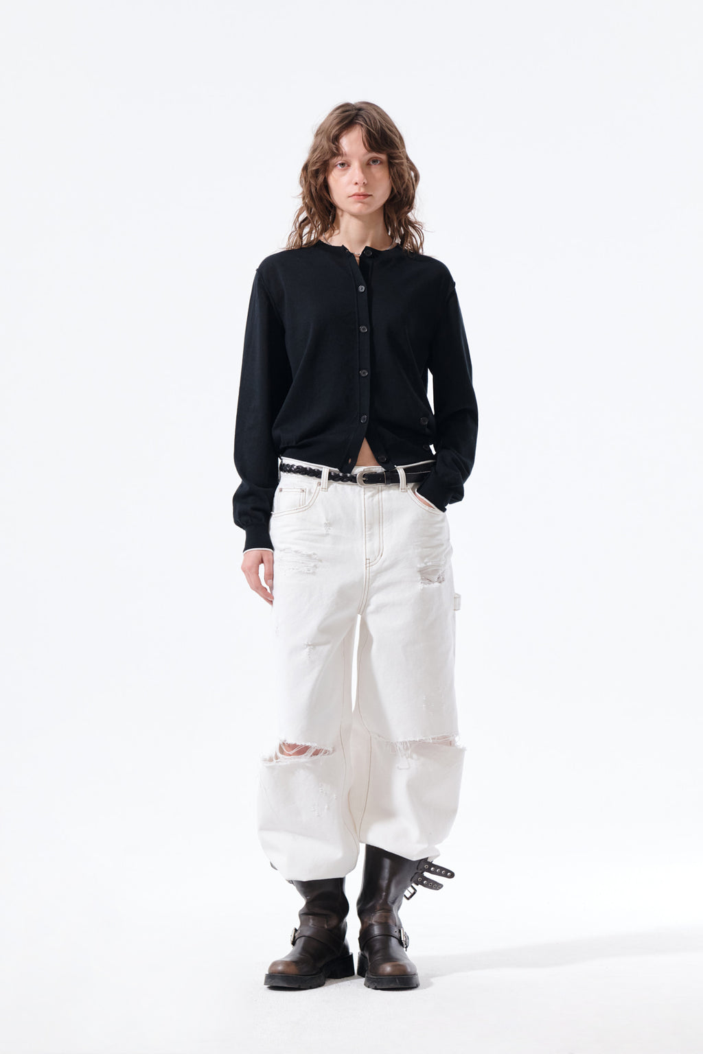 Matin Kim - Back Logo Sheer Cardigan (Black) product image 9 | TRAB K-Fashion Australia