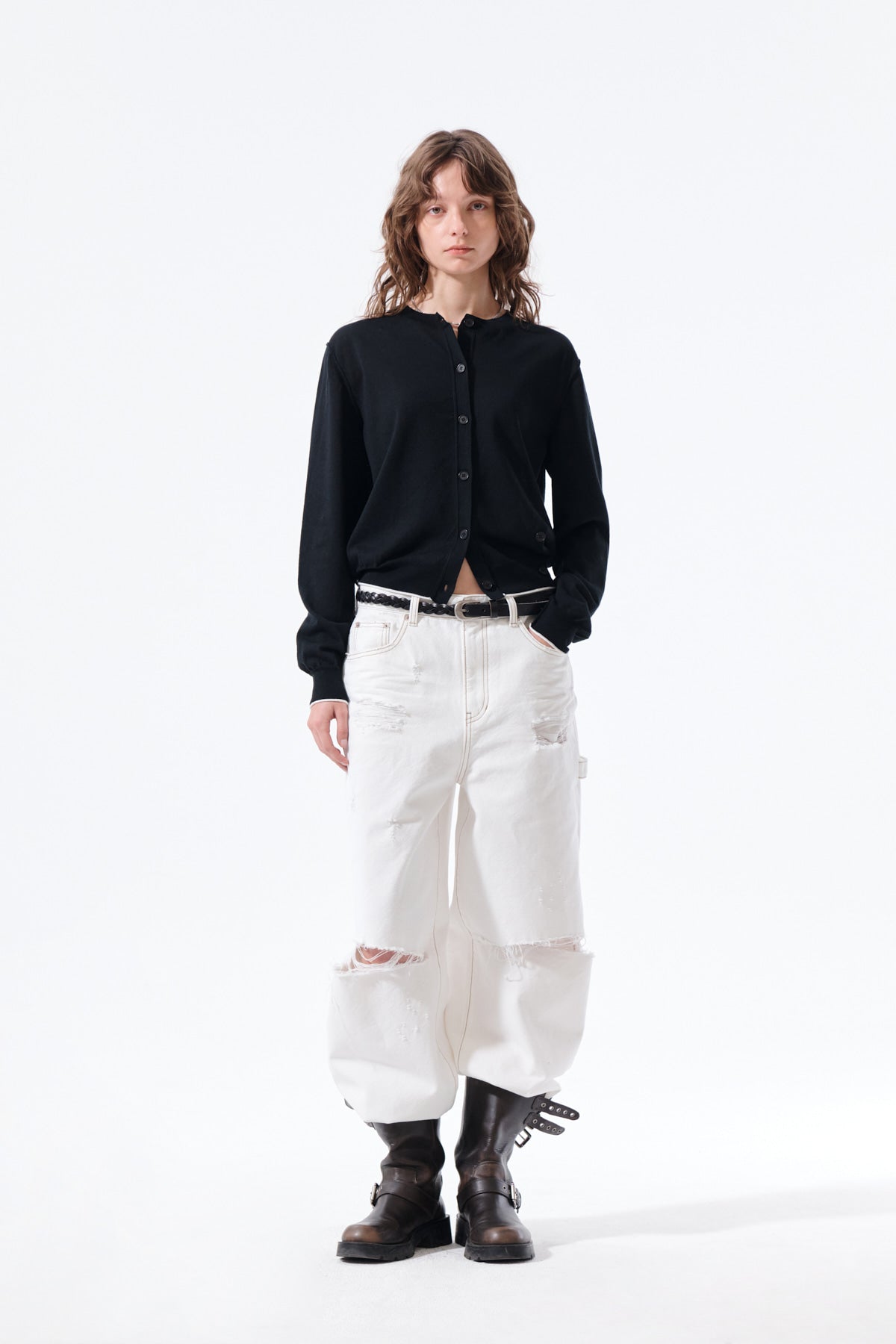 Matin Kim - Back Logo Sheer Cardigan (Black) product image 9 | TRAB K-Fashion Australia