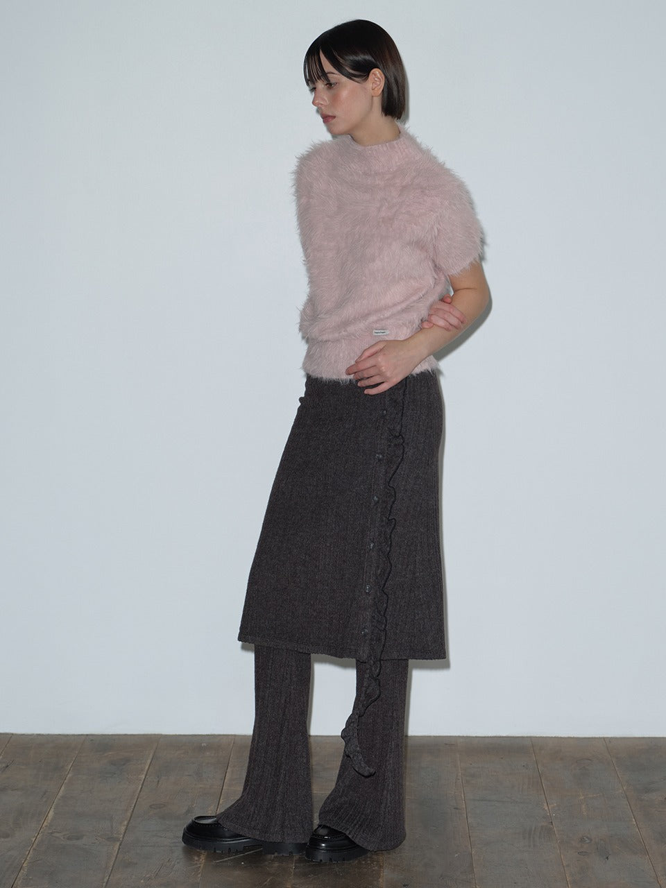 Margarin Fingers - Frill Layered Skirt Pants (Charcoal) product image 1 | TRAB K-Fashion Australia