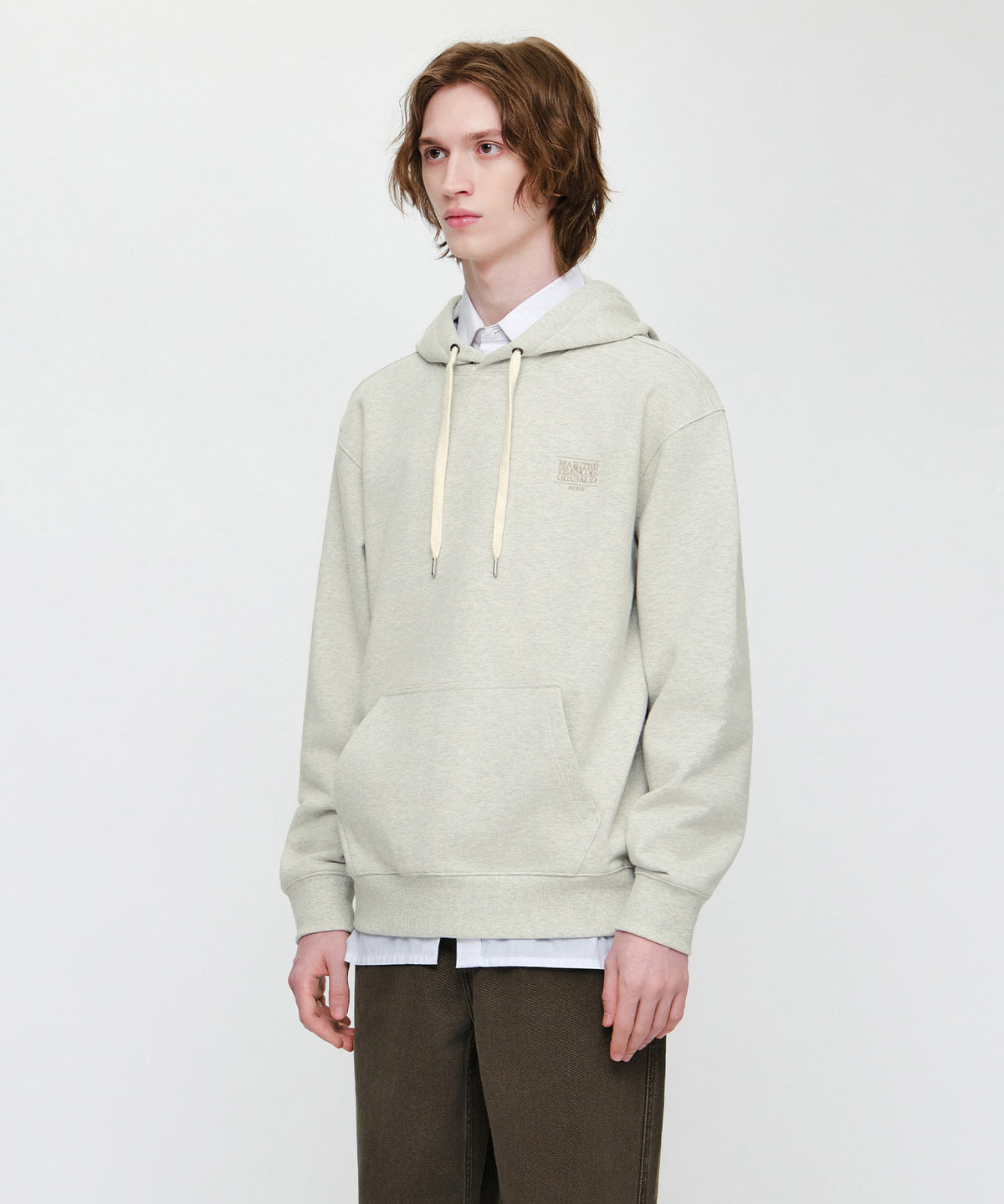 Marithe & Francois Girbaud - Small Classic Logo Embroidery Hoodie (Oatmeal) product image 2 | TRAB K-Fashion Australia