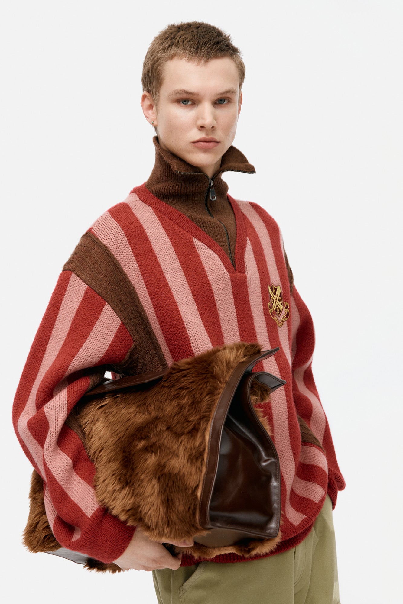 Andersson Bell - Adsb Half Zip-Up Emblem Sweater (Red) product image 4 | TRAB K-Fashion Australia