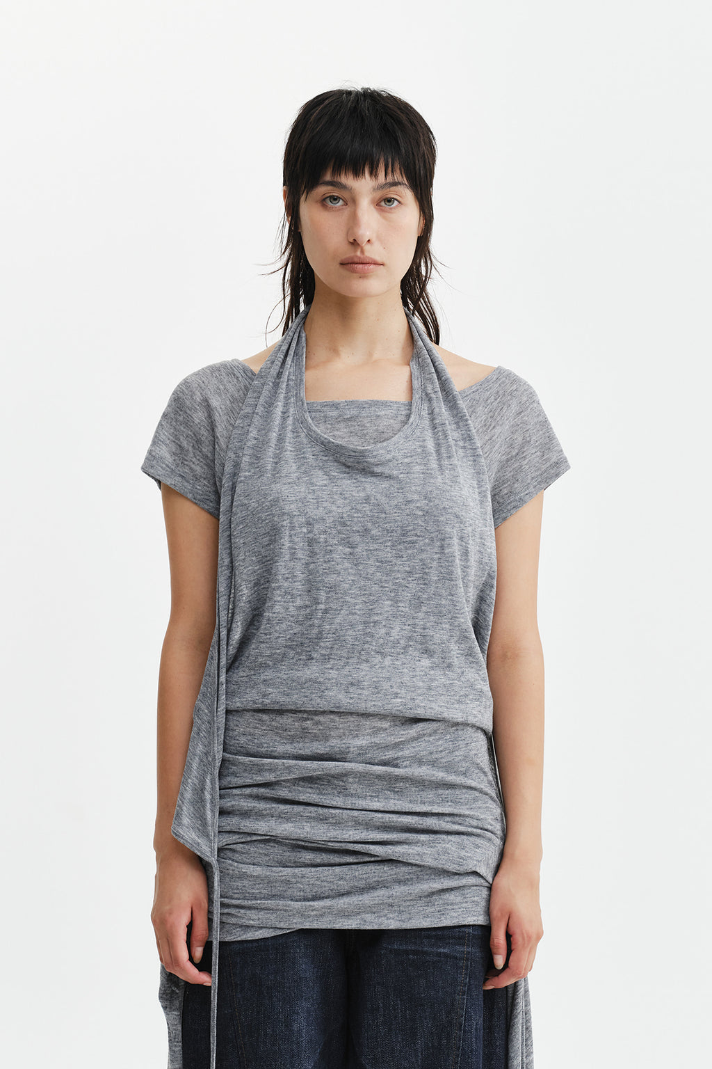 Matin Kim - Two Way Layered Jersey Dress (Grey) product image 11 | TRAB K-Fashion Australia