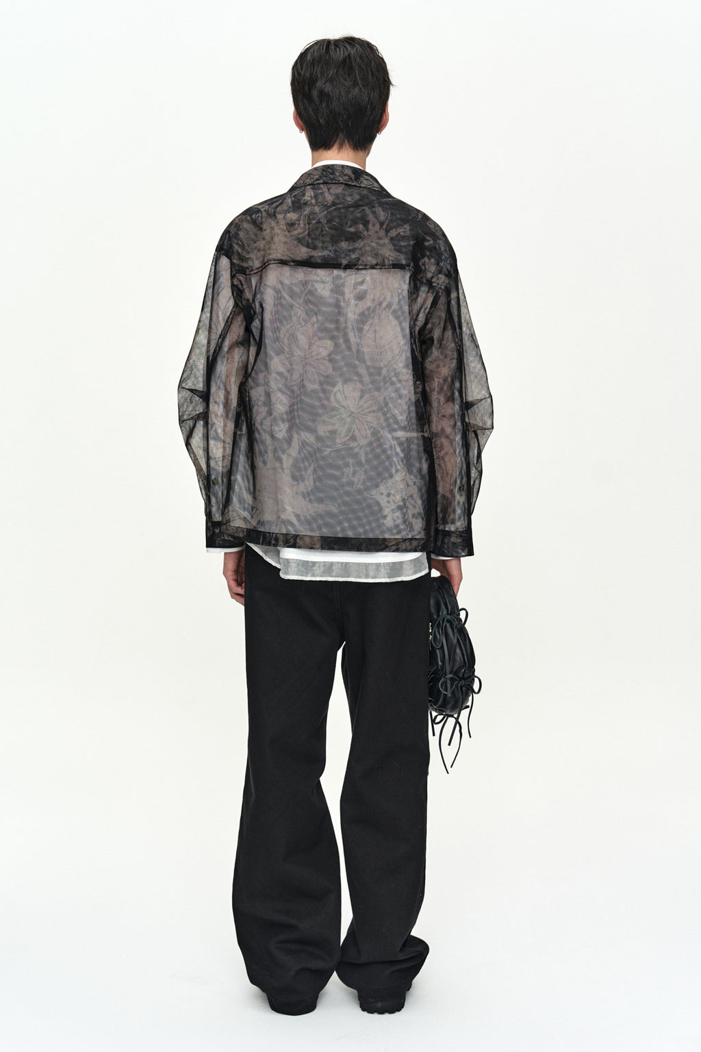 Andersson Bell - Karim Sheer Flower Printed Over Shirt (Black/Beige) product image 3 | TRAB K-Fashion Australia