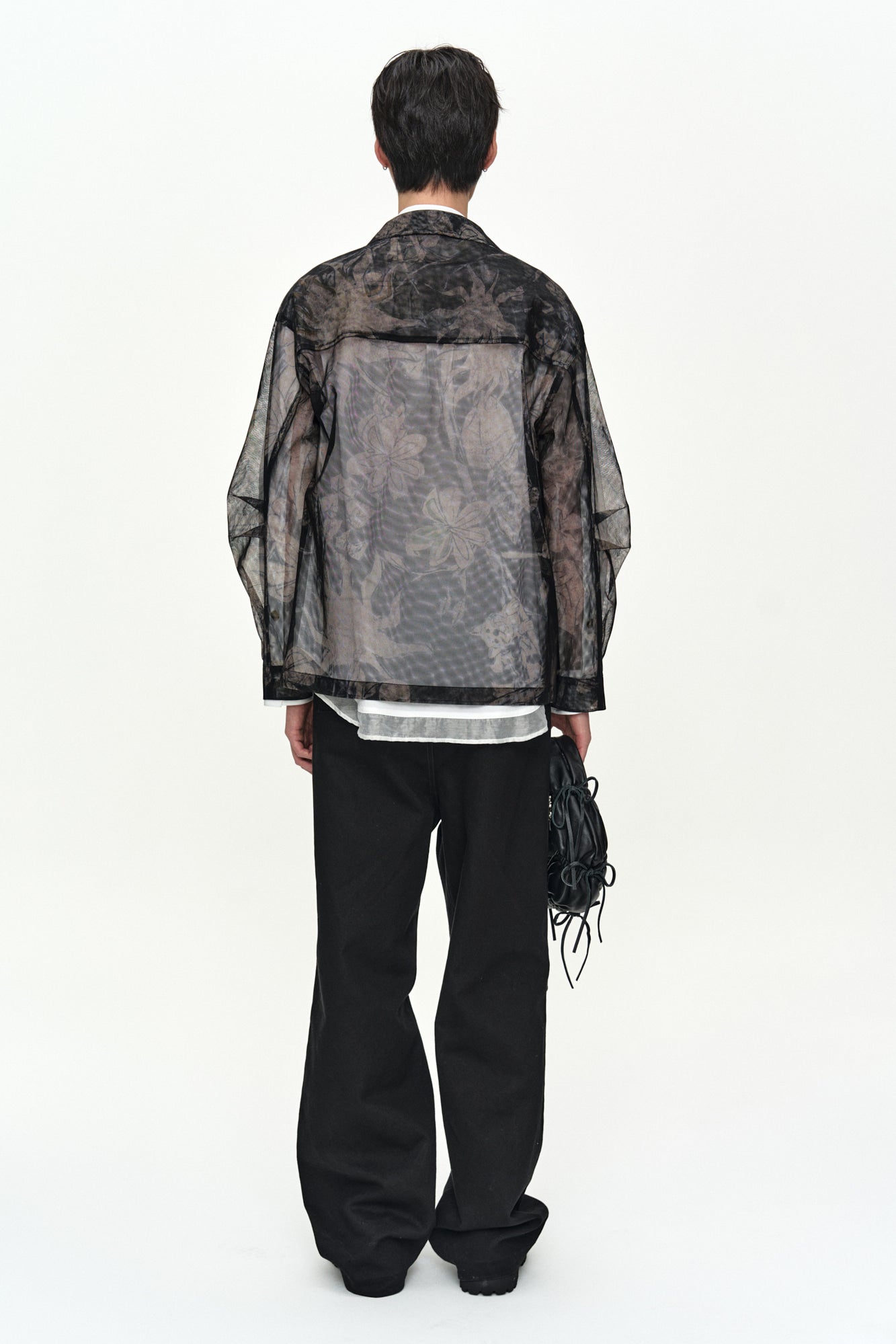 Andersson Bell - Karim Sheer Flower Printed Over Shirt (Black/Beige) product image 3 | TRAB K-Fashion Australia