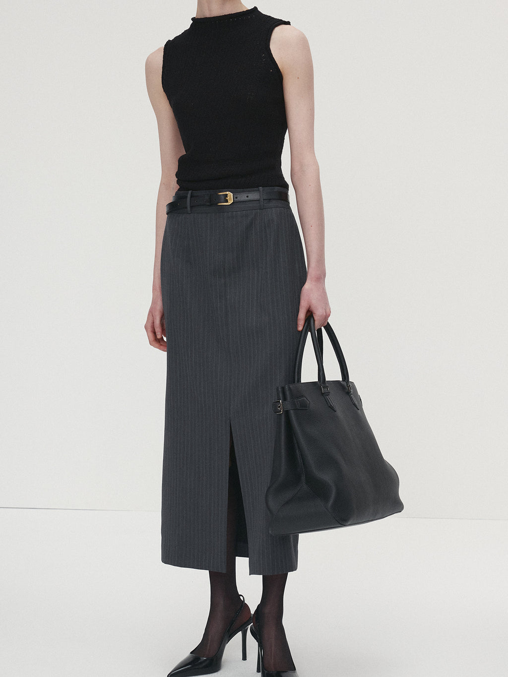 Tonywack - Striped Wool Pencil Skirt (Grey Pinstripe) product image 6 | TRAB K-Fashion Australia