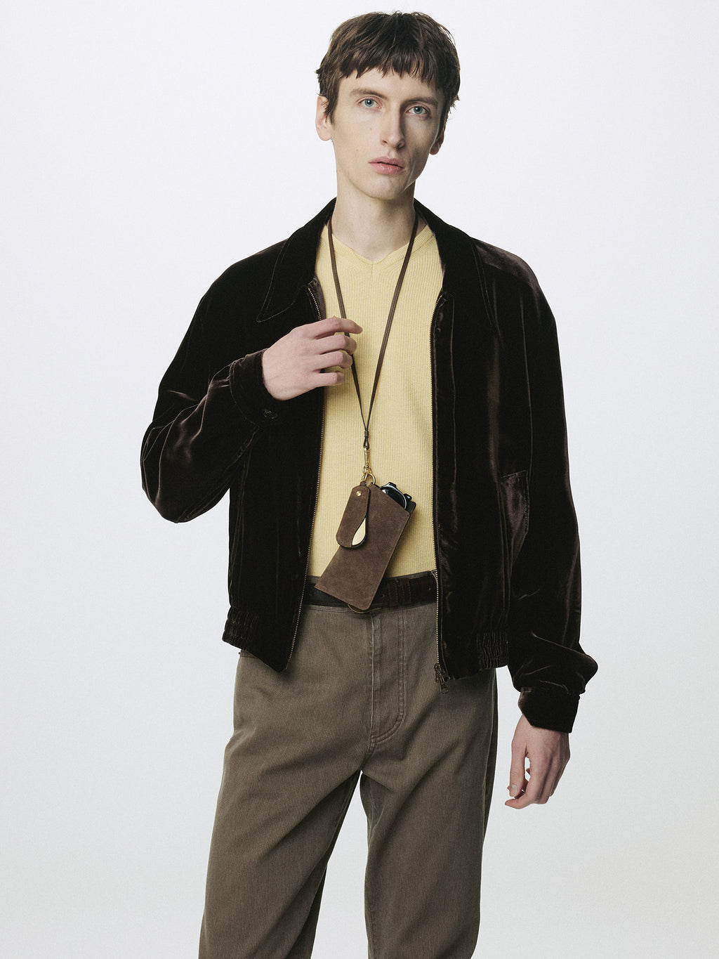 Tonywack - Velvet Zippered Blouson Jacket (Dark Brown) product image 6 | TRAB K-Fashion Australia