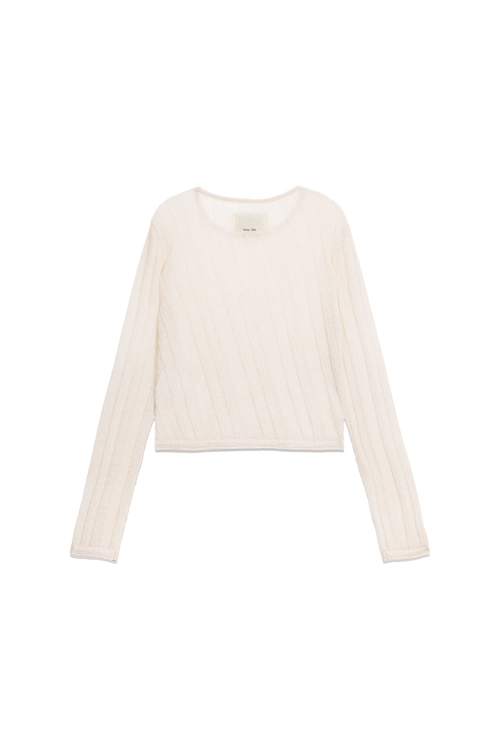 Matin Kim - Diagonal Texture Knit Top (Light Beige) product image 2 | TRAB K-Fashion Australia