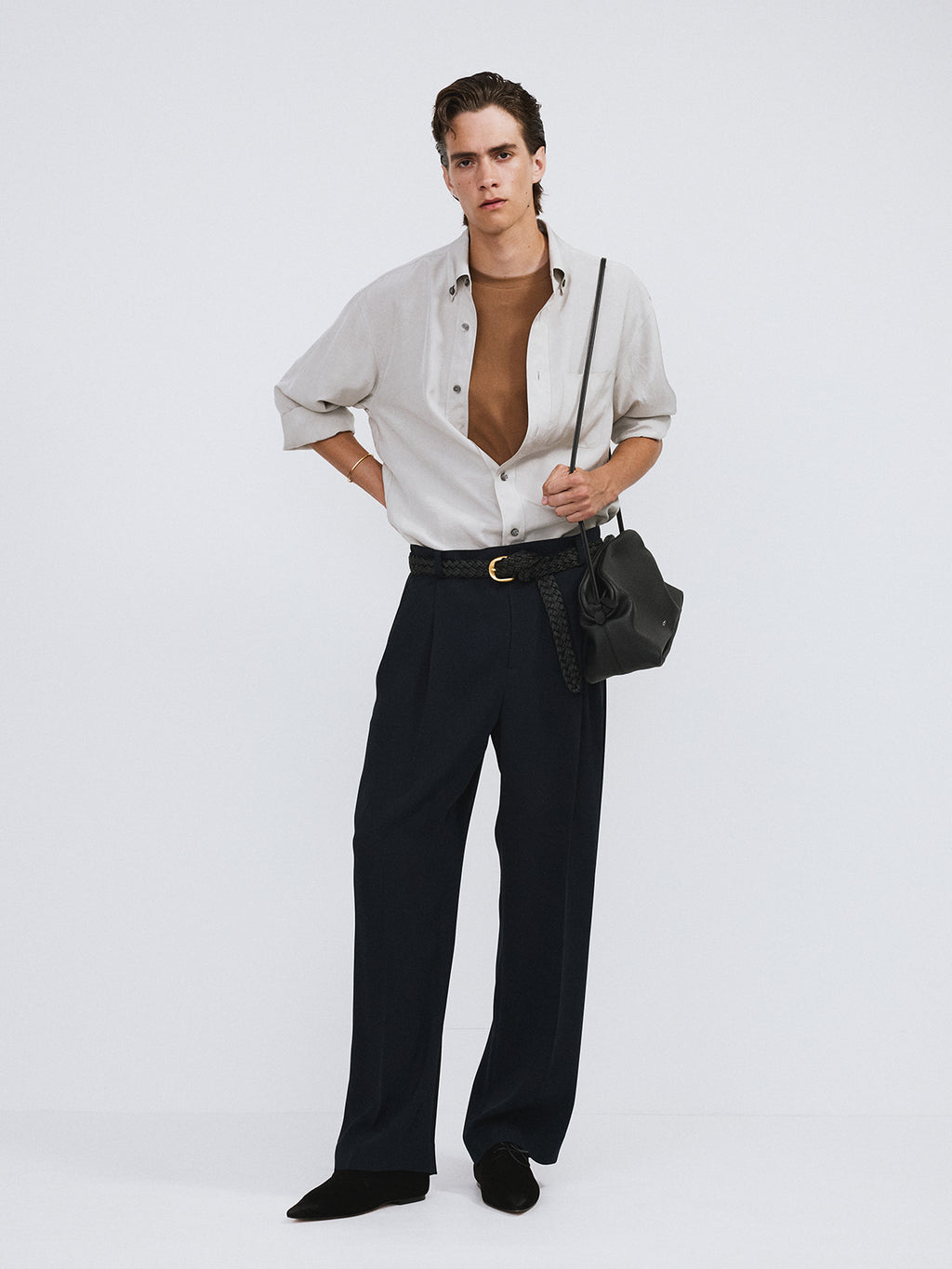 Recto - Wrinkled Fluid Shirt (Light Taupe) product image 3 | TRAB K-Fashion Australia
