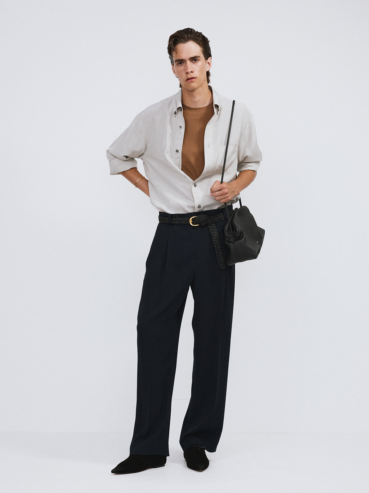Recto - Wrinkled Fluid Shirt (Light Taupe) product image 3 | TRAB K-Fashion Australia