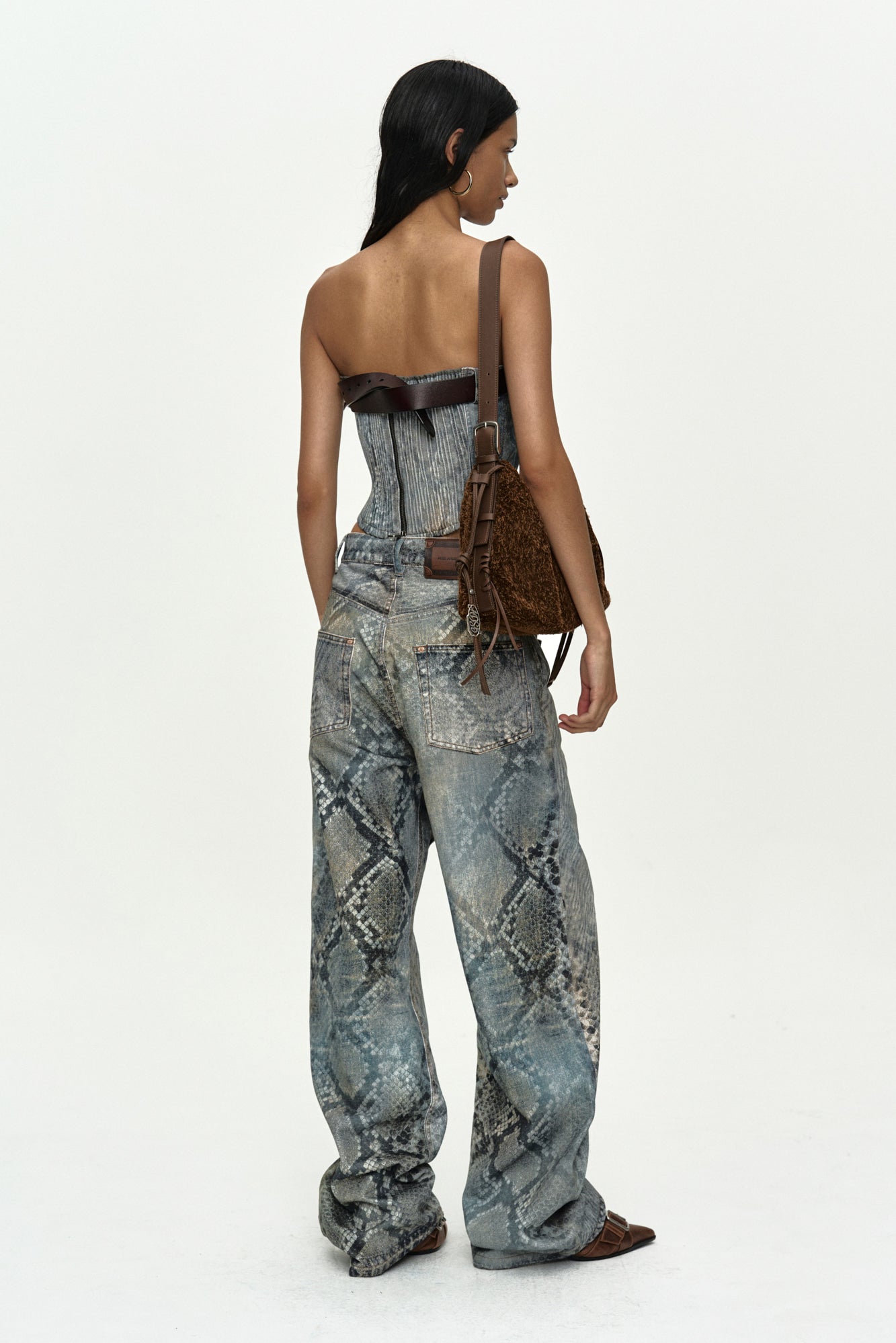 Andersson Bell - Python Fade Denim Printed Overlay Jeans (Blue) product image 4 | TRAB K-Fashion Australia