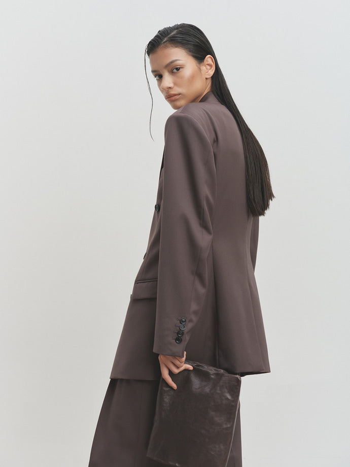 Tonywack - Wool Double-Breasted Tailored Jacket (Khaki Dark Brown) product image 4 | TRAB K-Fashion Australia