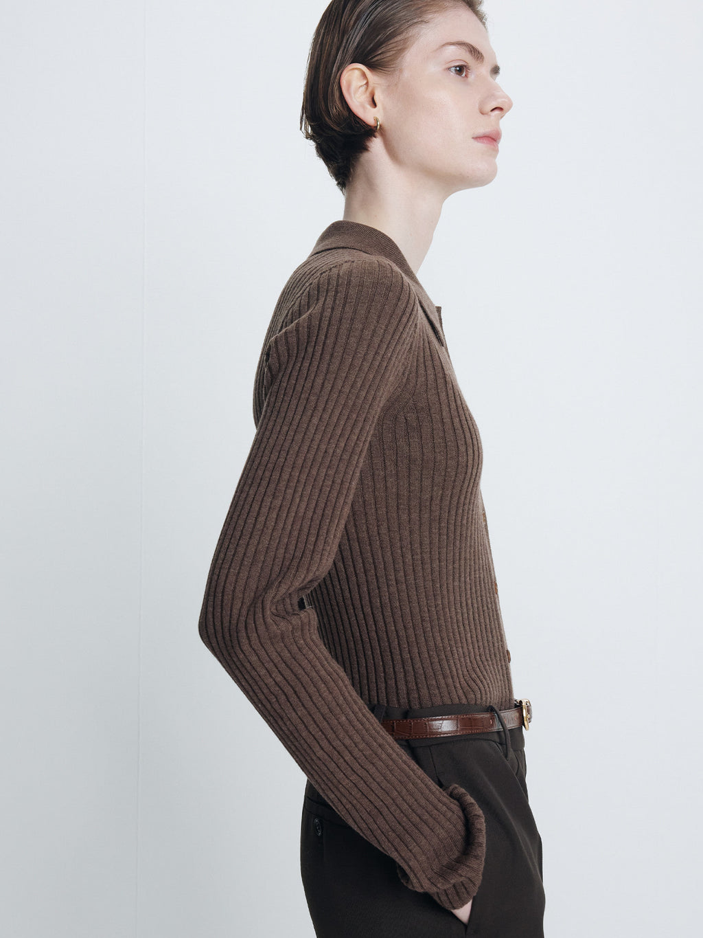 Tonywack - Superfine Merino Wool Rib Cardigan (Brown) product image 5 | TRAB K-Fashion Australia