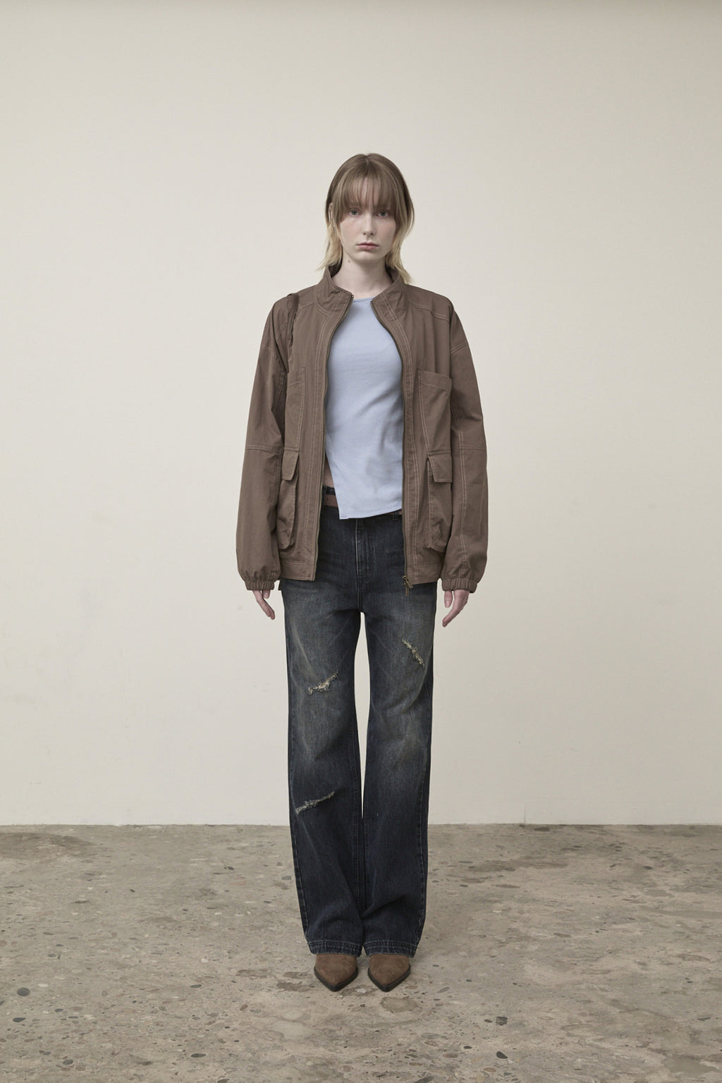 Matin Kim - Utility Bomber Jumper (Khaki Brown) product image 5 | TRAB K-Fashion Australia