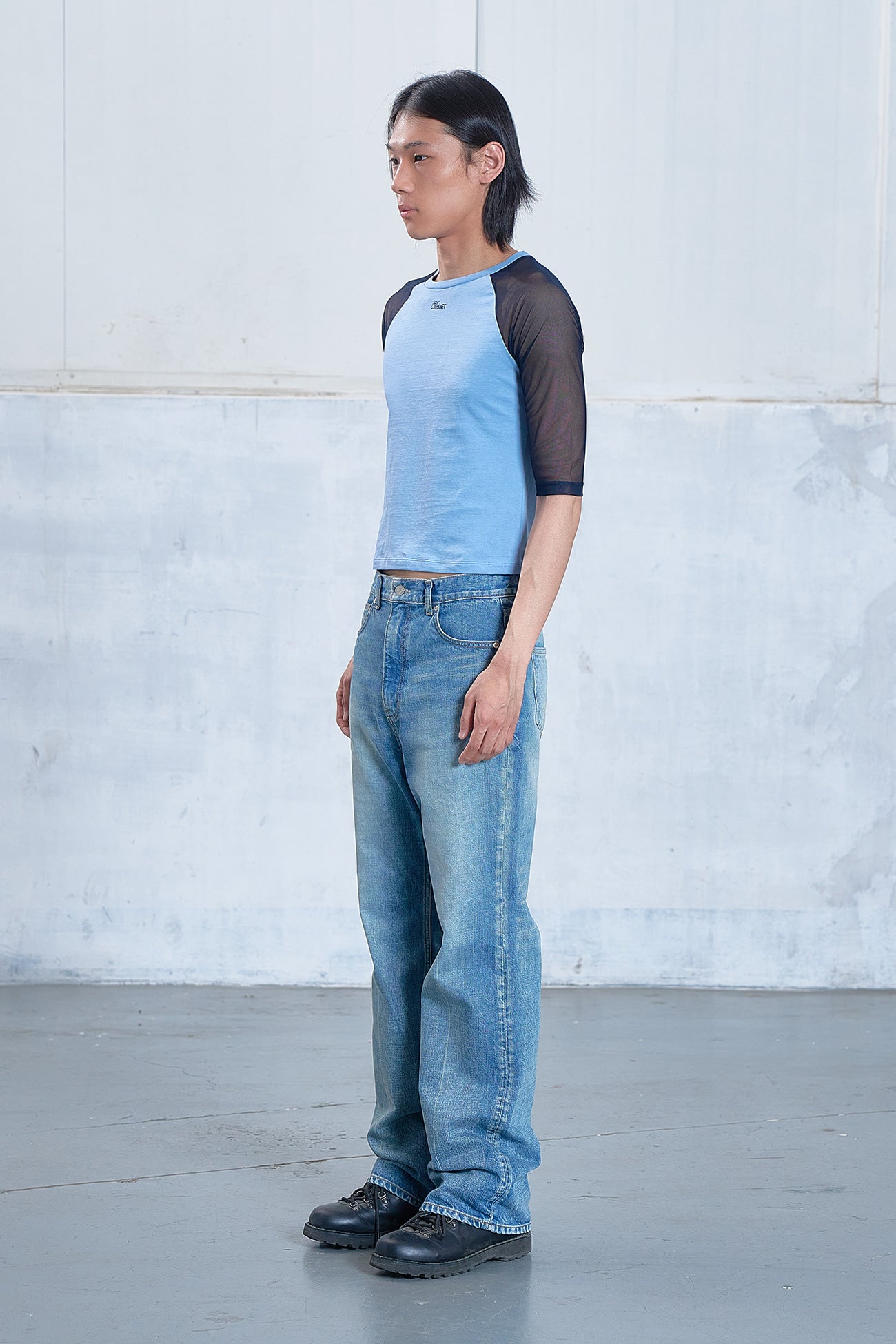 Deinet - Mesh Contrast Raglan Half Sleeve (Blue) product image 2 | TRAB K-Fashion Australia