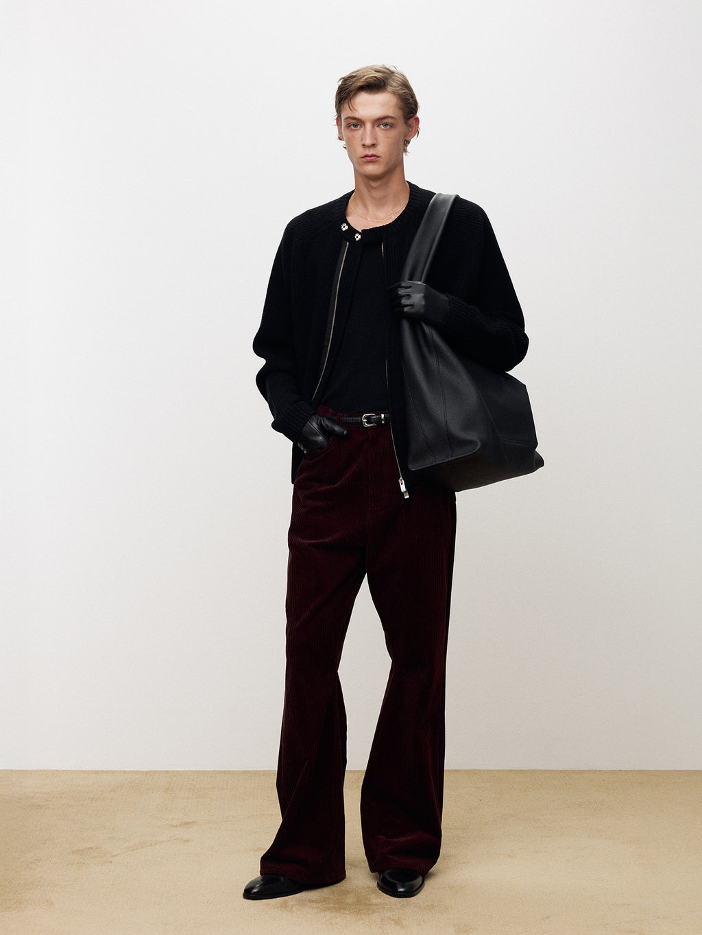 Tonywack - Merino Wool Knitted Zip-Up Jumper (Black) product image 2 | TRAB K-Fashion Australia