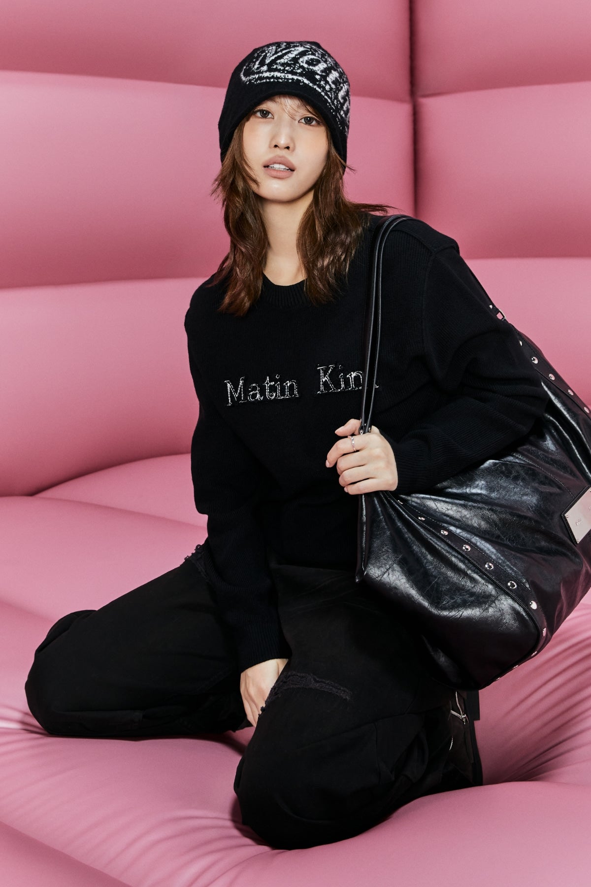Matin Kim - Matin Edge Stud Big Bag (Black) product image 1 | TRAB K-Fashion Australia
