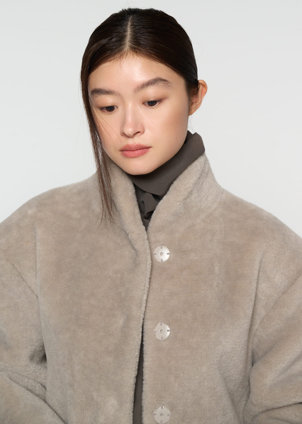 Amomento - shearling mid jacket (Grey) product image 9 | TRAB K-Fashion Australia