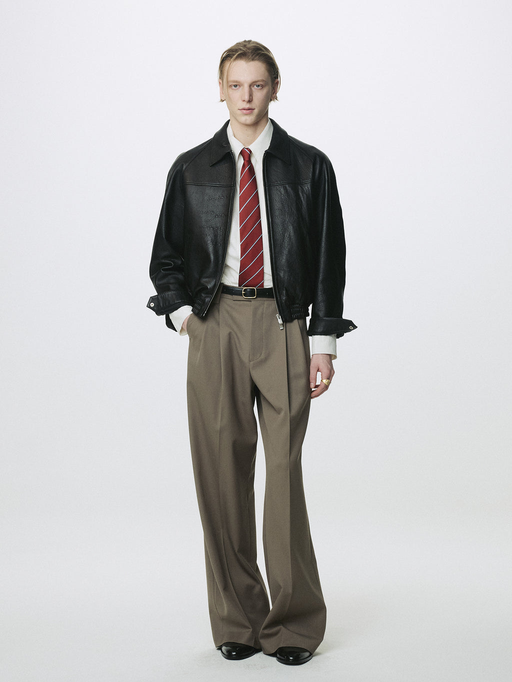 Tonywack - Vintage Lamb Leather Bomber Jacket (Black) product image 2 | TRAB K-Fashion Australia