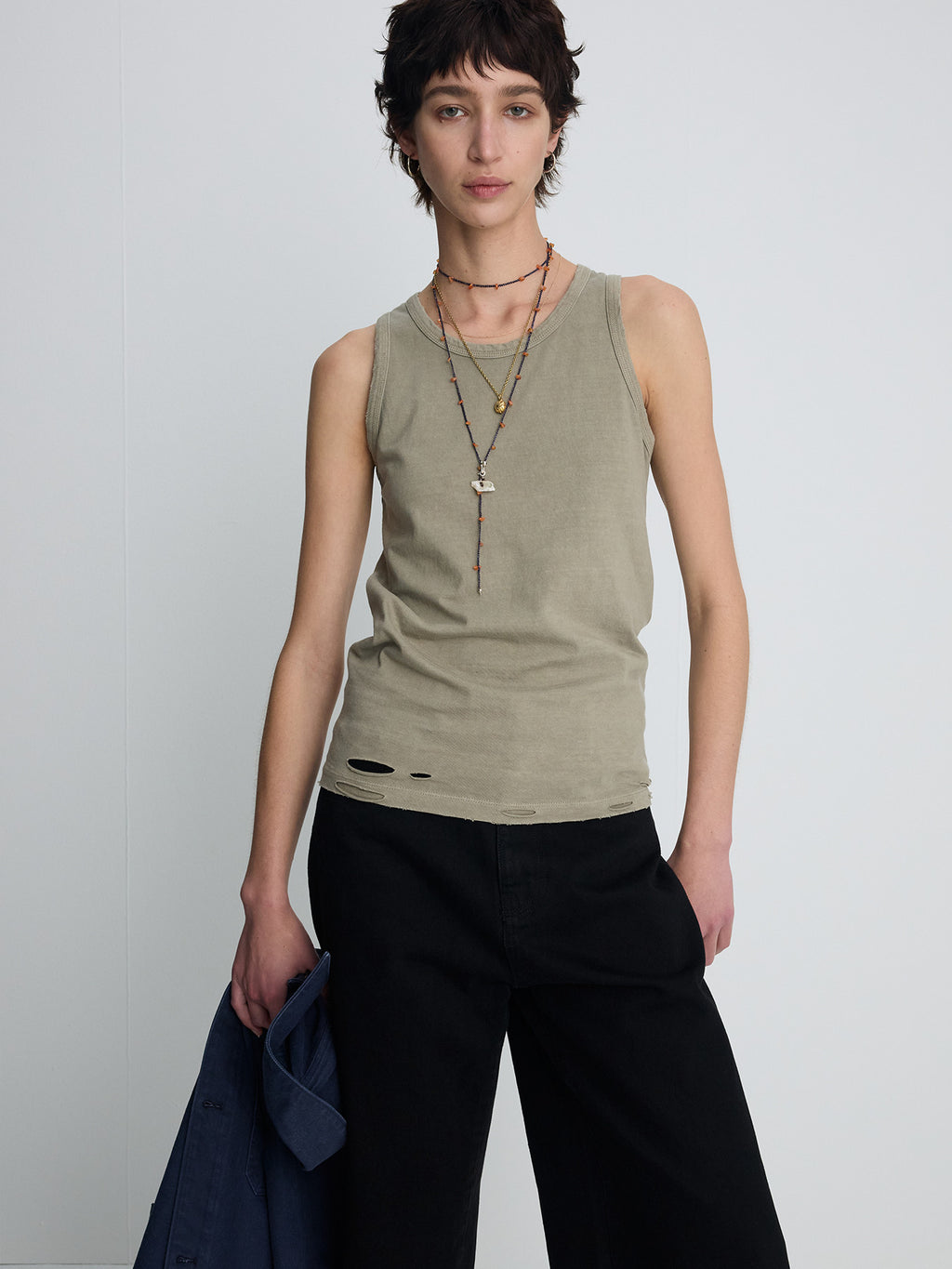 Tonywack - Hand-Distressed Regural Tank Top (Pale Olive) product image 4 | TRAB K-Fashion Australia