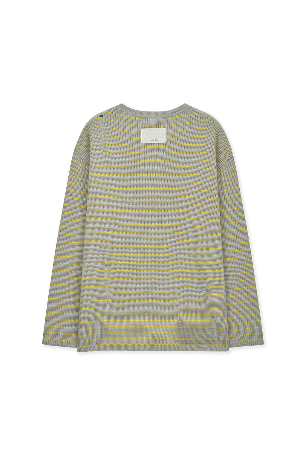 Matin Kim - Stripe Damaged Loose Pullover (Beige) product image 2 | TRAB K-Fashion Australia