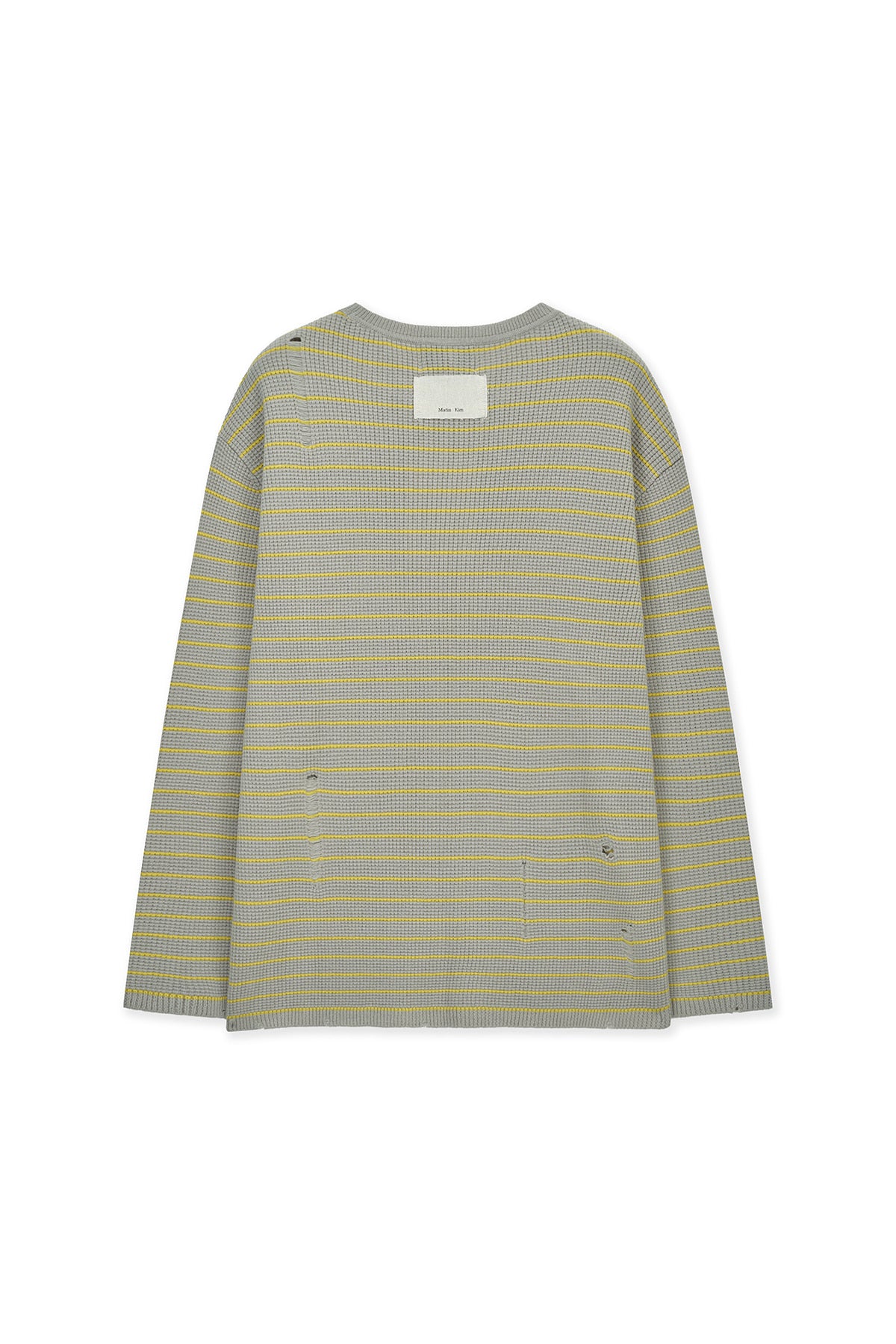 Matin Kim - Stripe Damaged Loose Pullover (Beige) product image 2 | TRAB K-Fashion Australia