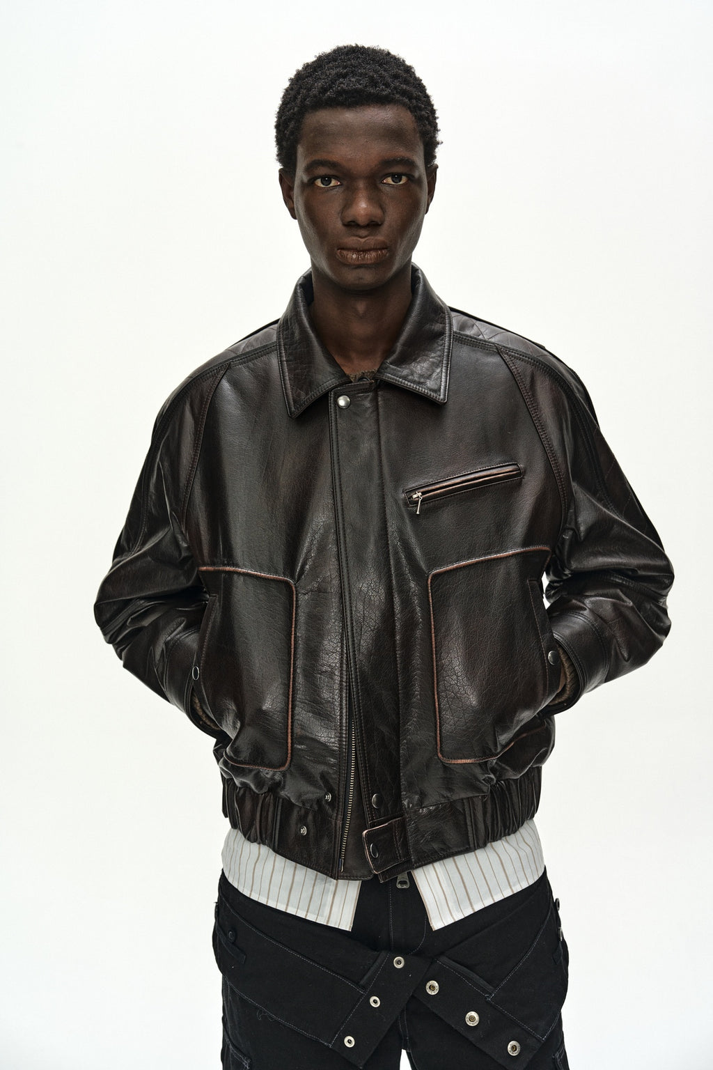 Andersson Bell - Buffalo Leather Bomber Jacket (Dark Brown) product image 9 | TRAB K-Fashion Australia