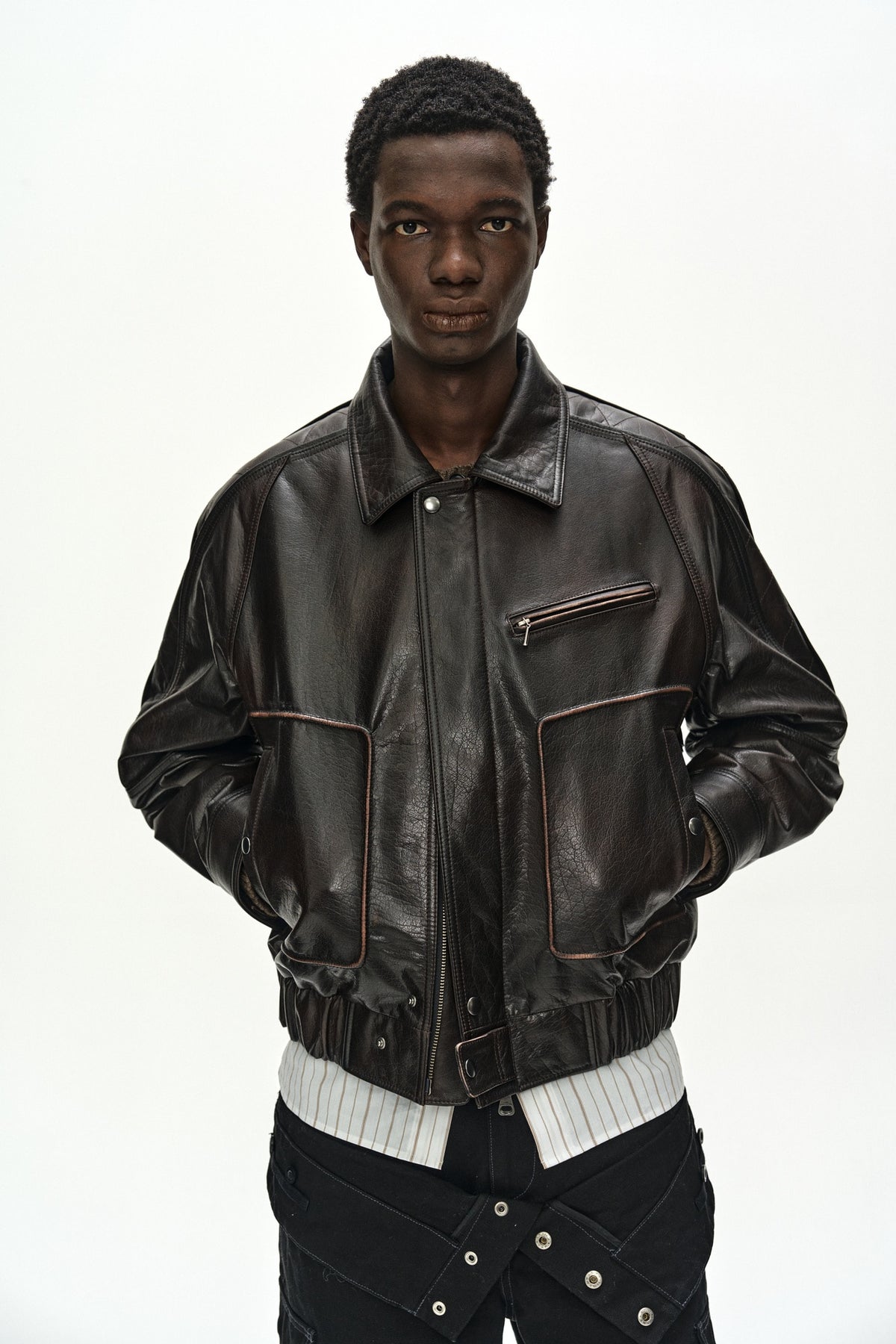 Andersson Bell - Buffalo Leather Bomber Jacket (Dark Brown) product image 9 | TRAB K-Fashion Australia