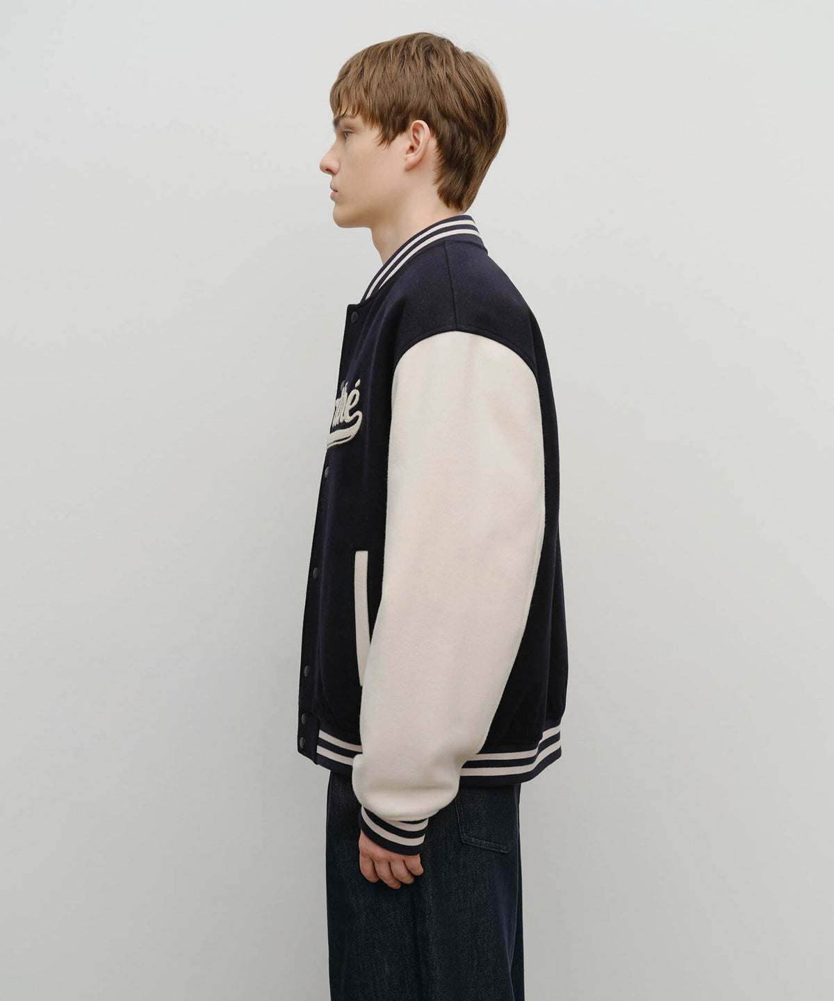 Marithe & Francois Girbaud - Wool Varsity Jacket (Dark Navy) product image 2 | TRAB K-Fashion Australia