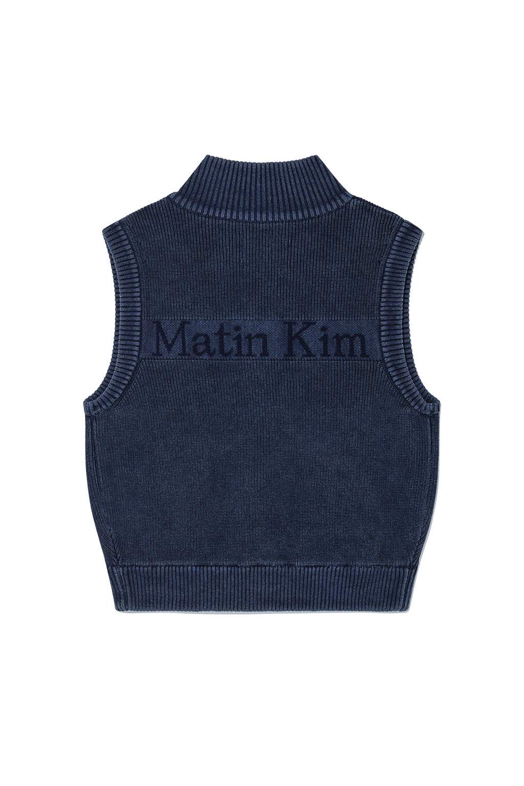 Matin Kim - Logo Point Washed Knit Vest (Navy) product image 2 | TRAB K-Fashion Australia