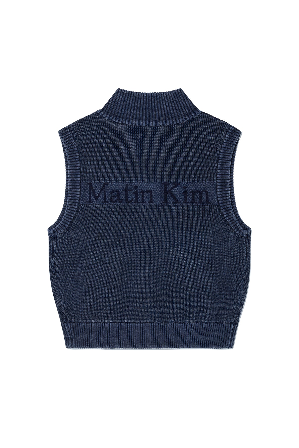 Matin Kim - Logo Point Washed Knit Vest (Navy) product image 2 | TRAB K-Fashion Australia