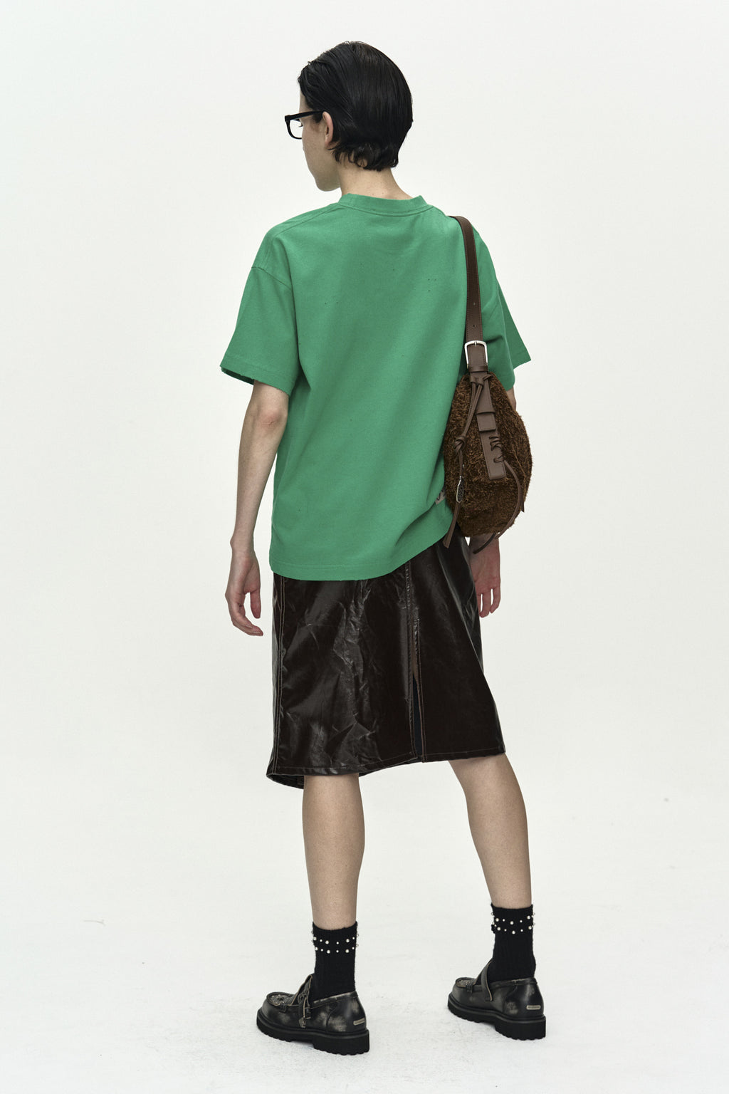 Andersson Bell - (essential) Unisex Spray Washed Heart Message T-Shirt (Green) product image 3 | TRAB K-Fashion Australia