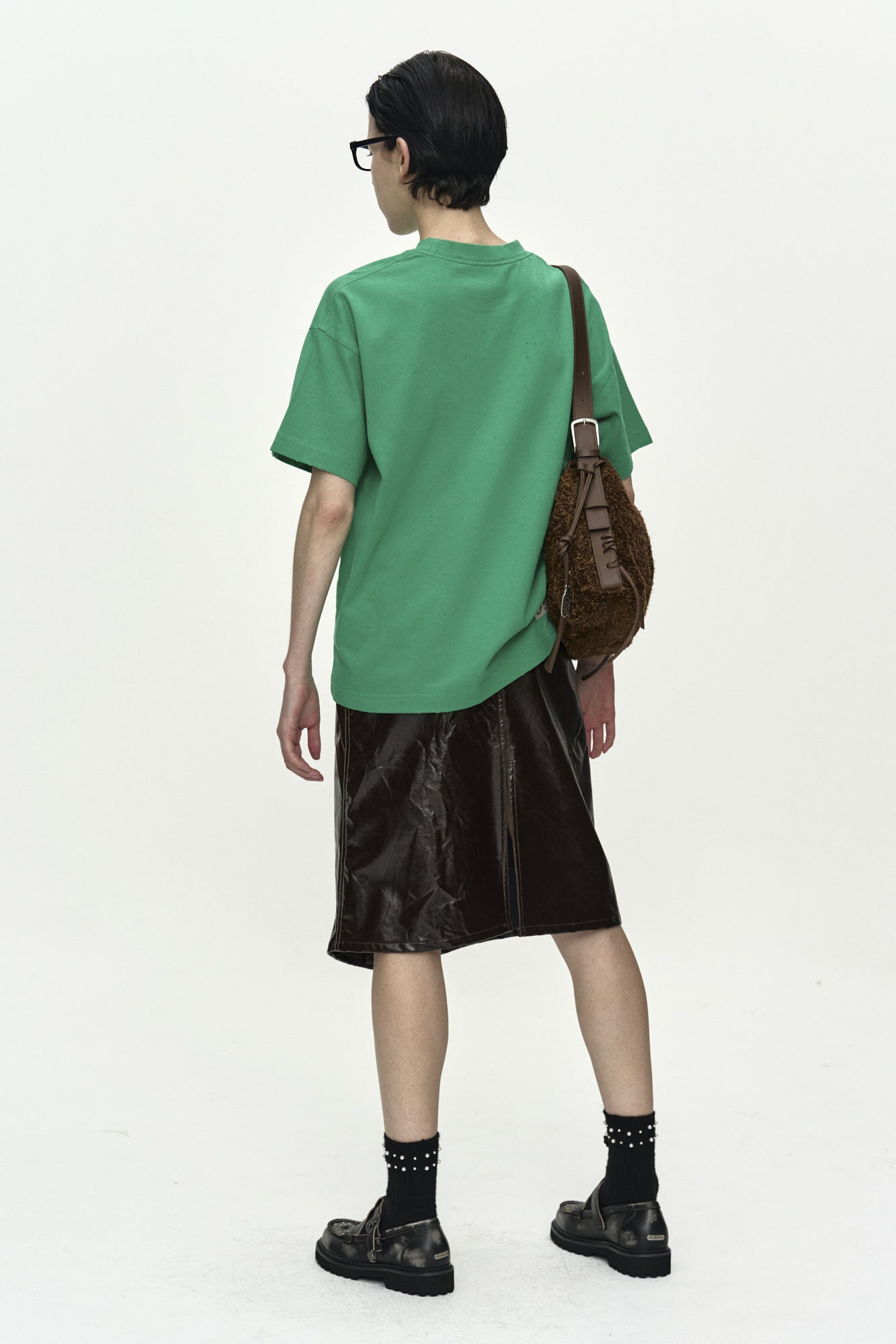 Andersson Bell - (essential) Unisex Spray Washed Heart Message T-Shirt (Green) product image 3 | TRAB K-Fashion Australia