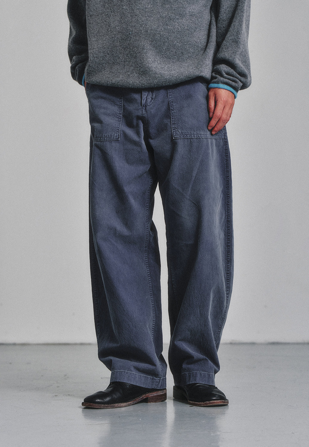 Art if acts - Garment Dyed Curved Fatigue Trousers (French Blue) product image 5 | TRAB K-Fashion Australia