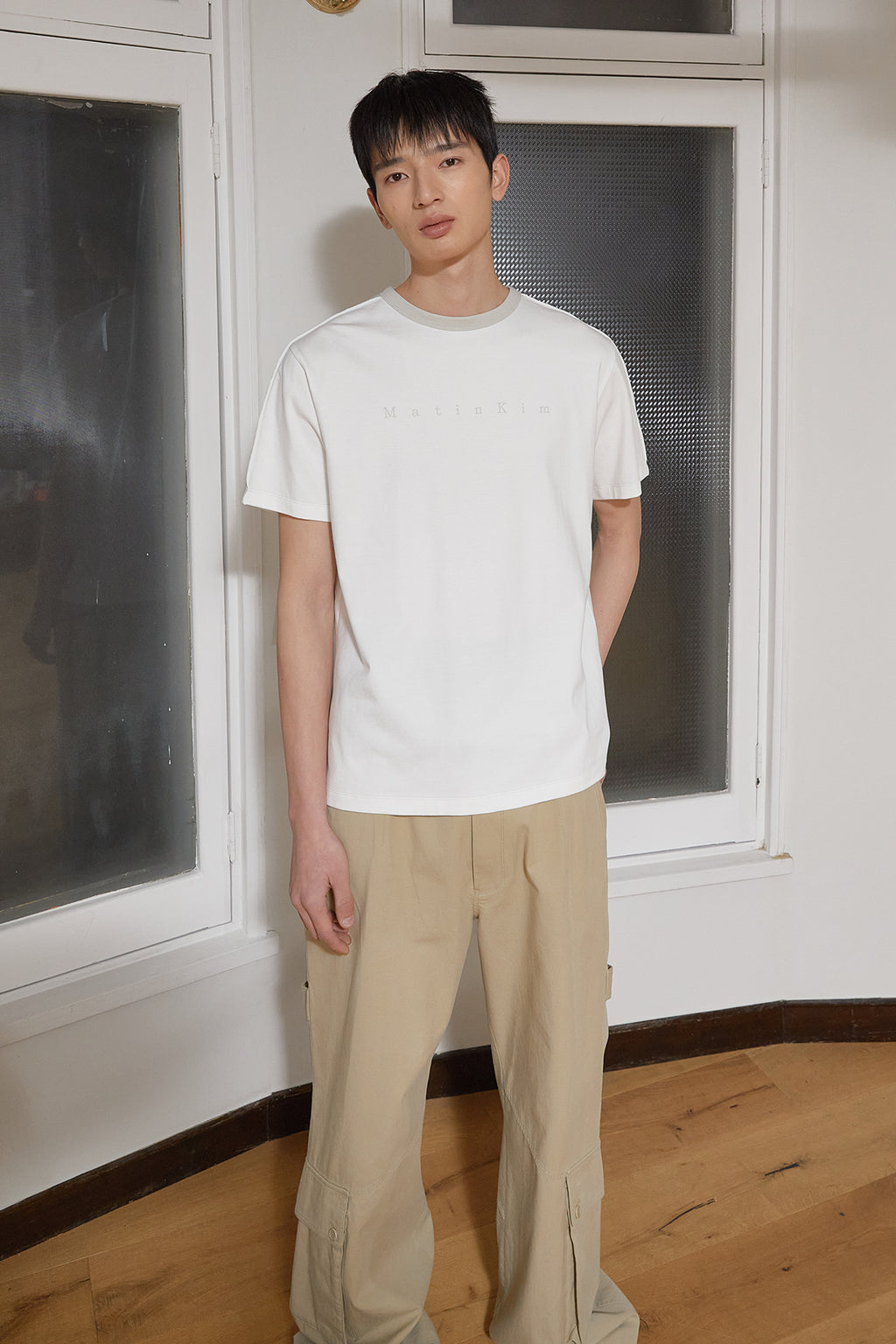 Matin Kim - Color Line Point Logo Top (White) product image 12 | TRAB K-Fashion Australia
