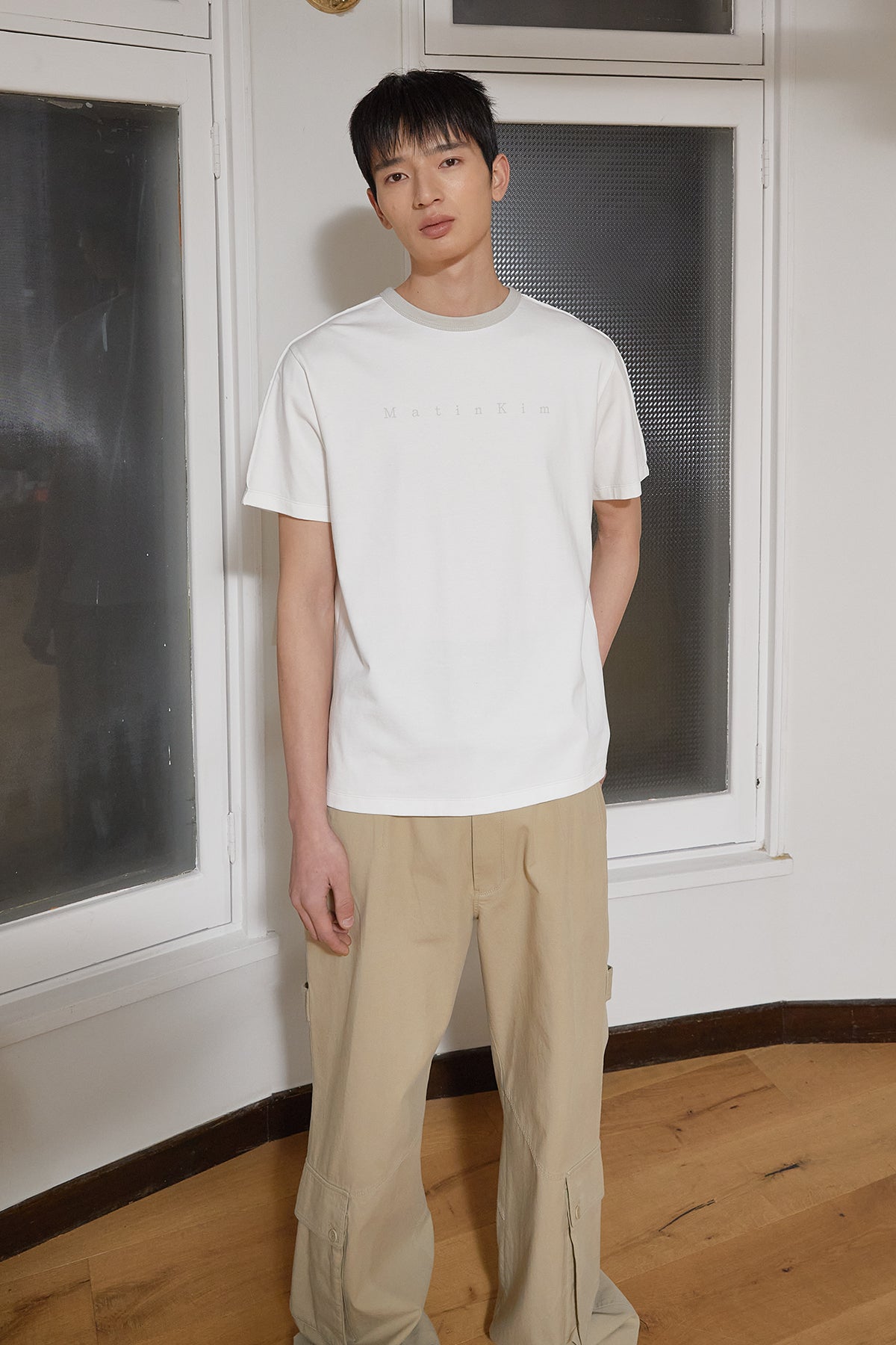 Matin Kim - Color Line Point Logo Top (White) product image 12 | TRAB K-Fashion Australia