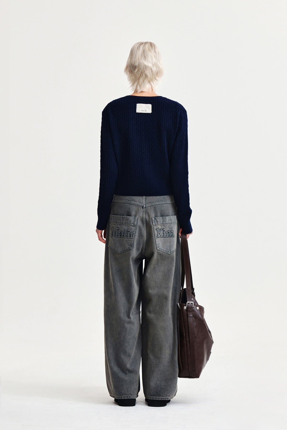 Matin Kim - Shiny Cable Pullover (Navy) product image 7 | TRAB K-Fashion Australia