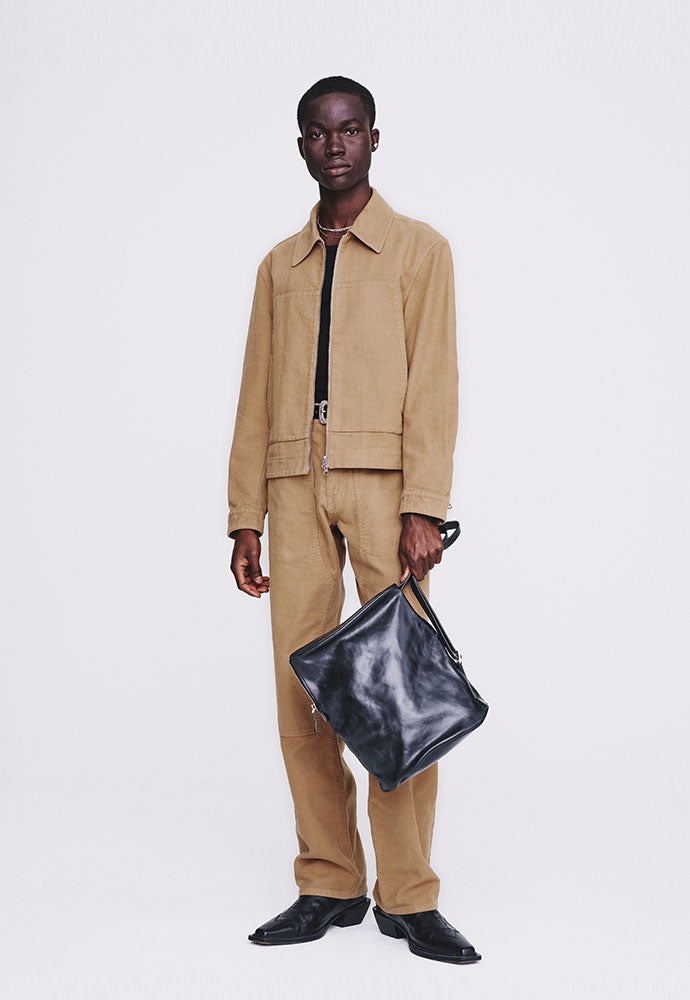 Tonywack - Garment-Washed Moleskin Zip Blouson Jacket (Washed Beige) product image 1 | TRAB K-Fashion Australia