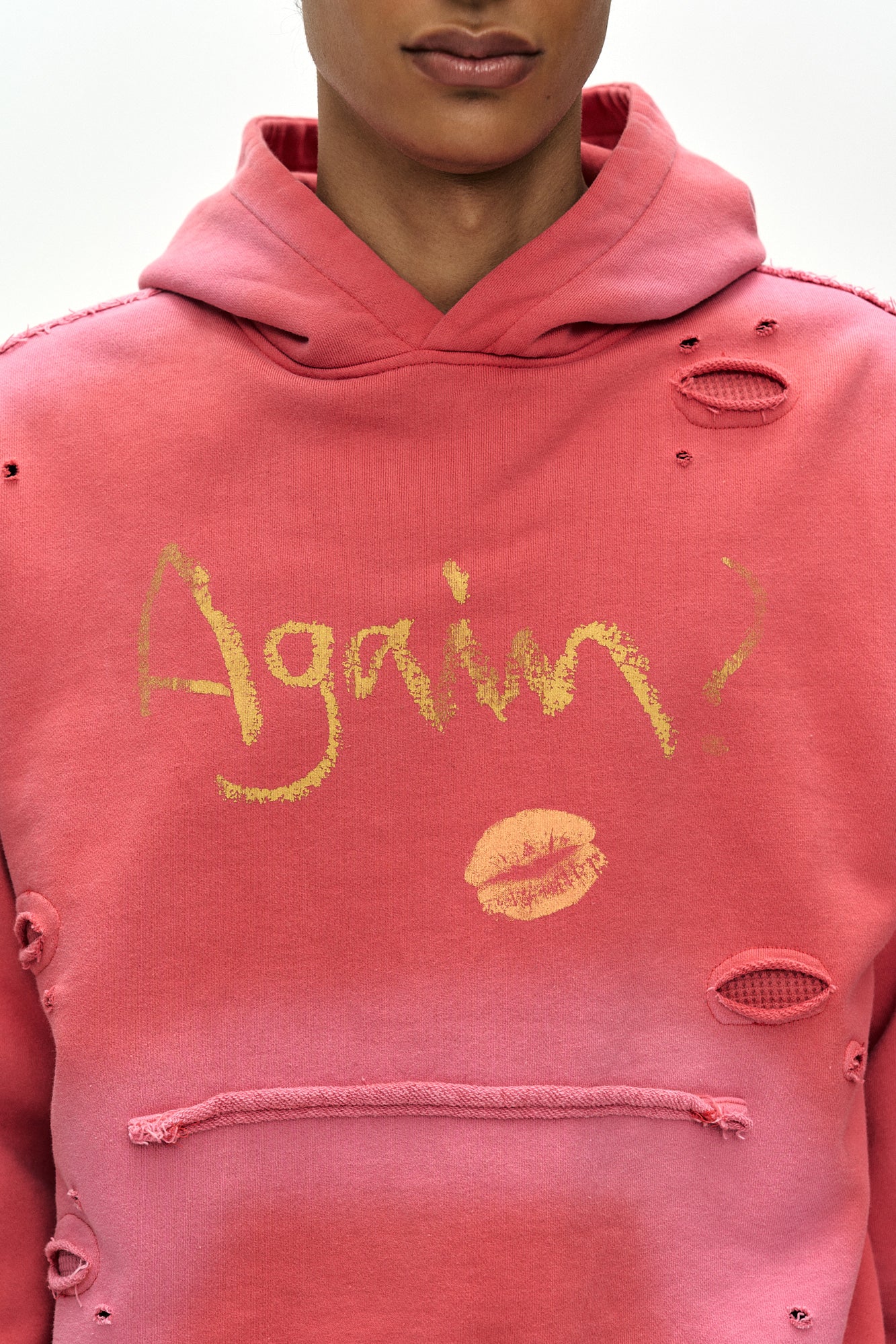 Andersson Bell - (essential) Unisex Spray Washed Again Lip Hoodie (red) (Red) product image 9 | TRAB K-Fashion Australia
