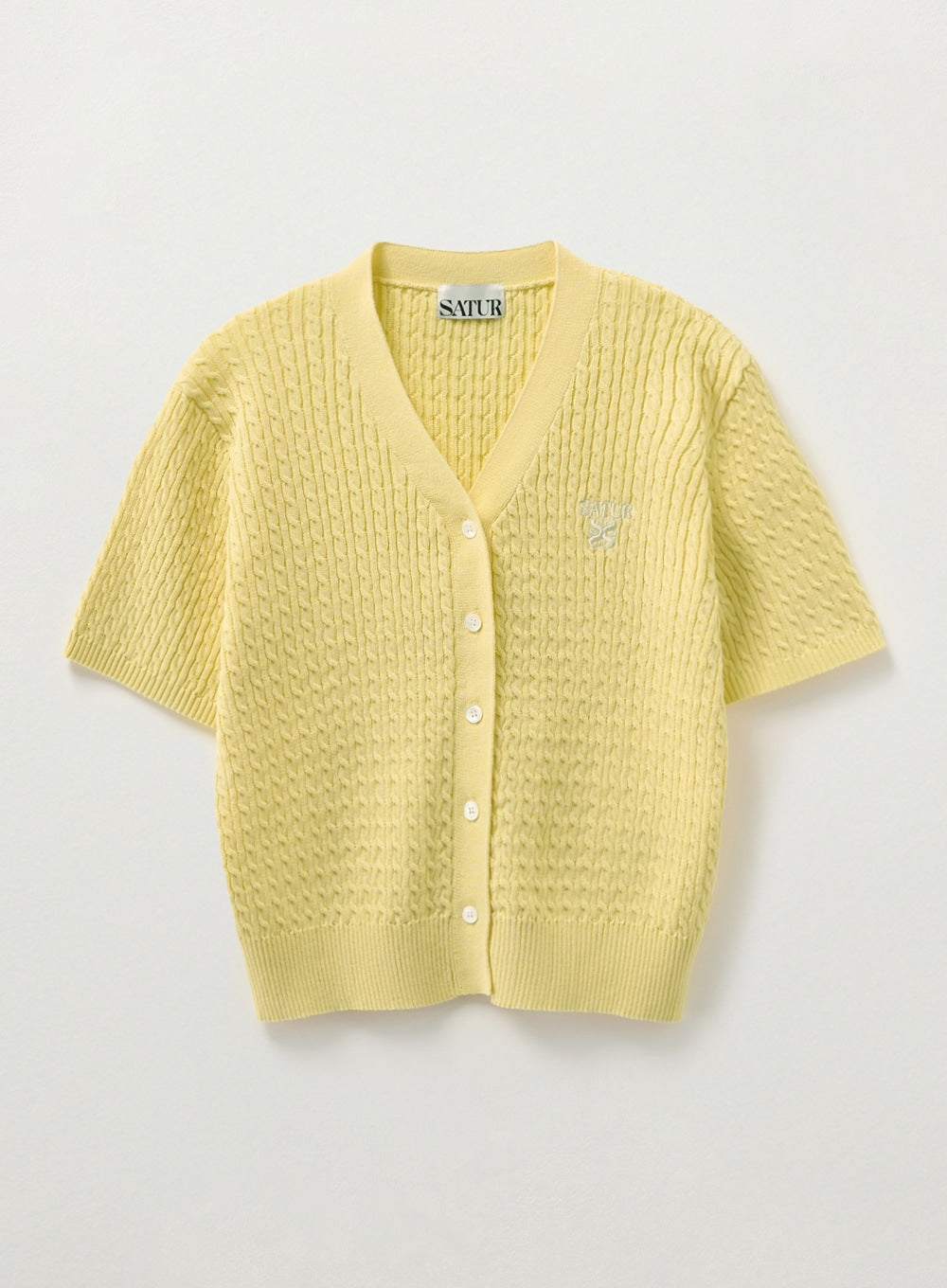 Satur - (W) Cable Knit Half Cardigan (Yellow) product image 1 | TRAB K-Fashion Australia