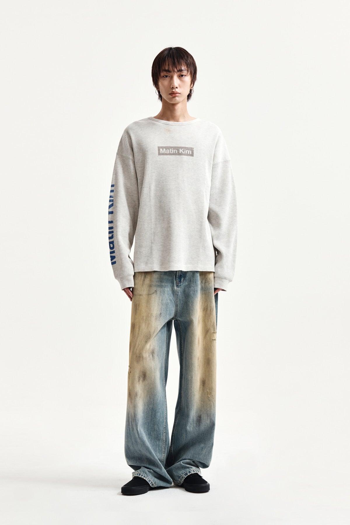 Matin Kim - Sleeve Logo Waffle Top (Ivory) product image 8 | TRAB K-Fashion Australia
