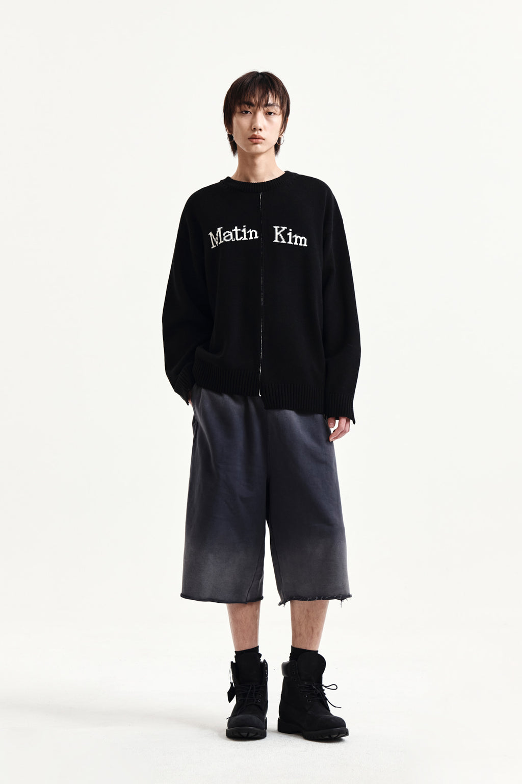 Matin Kim - Asymmetric Logo Knit Pullover (Black) product image 14 | TRAB K-Fashion Australia
